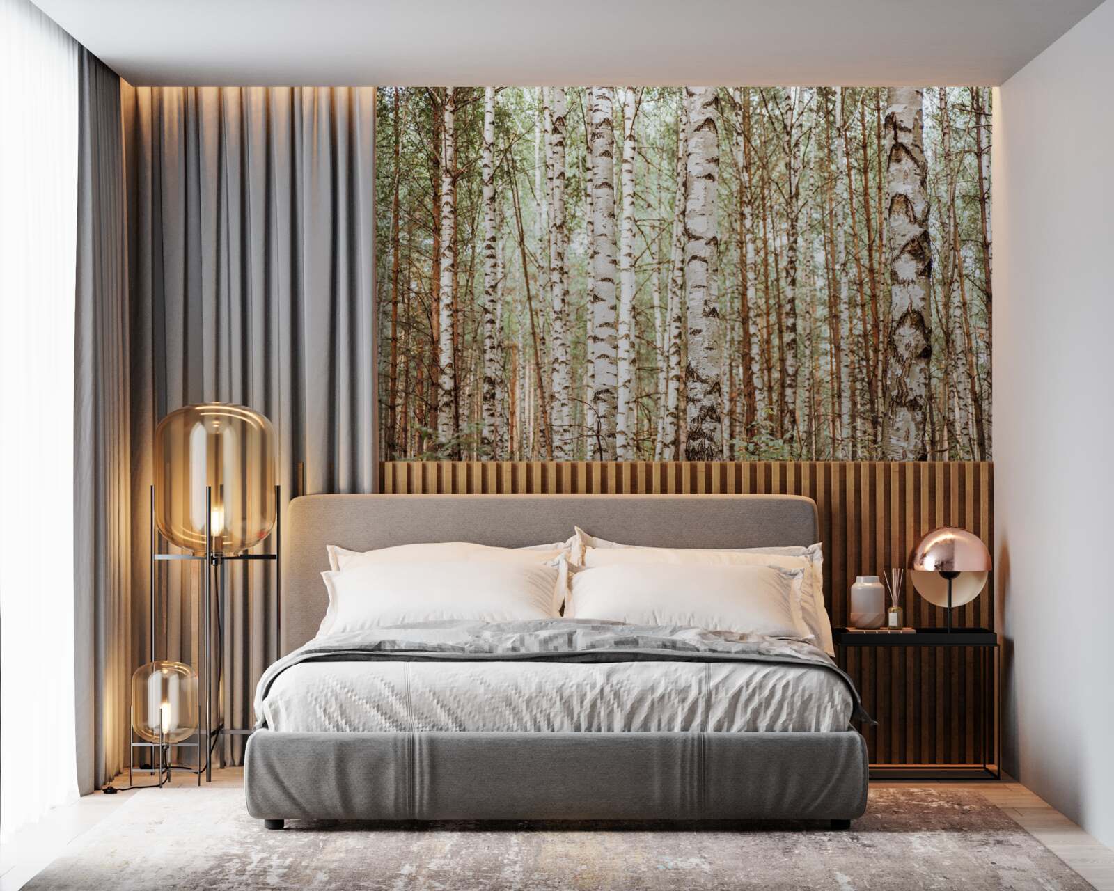 Fotobehang sledeberken staan in een groen bos