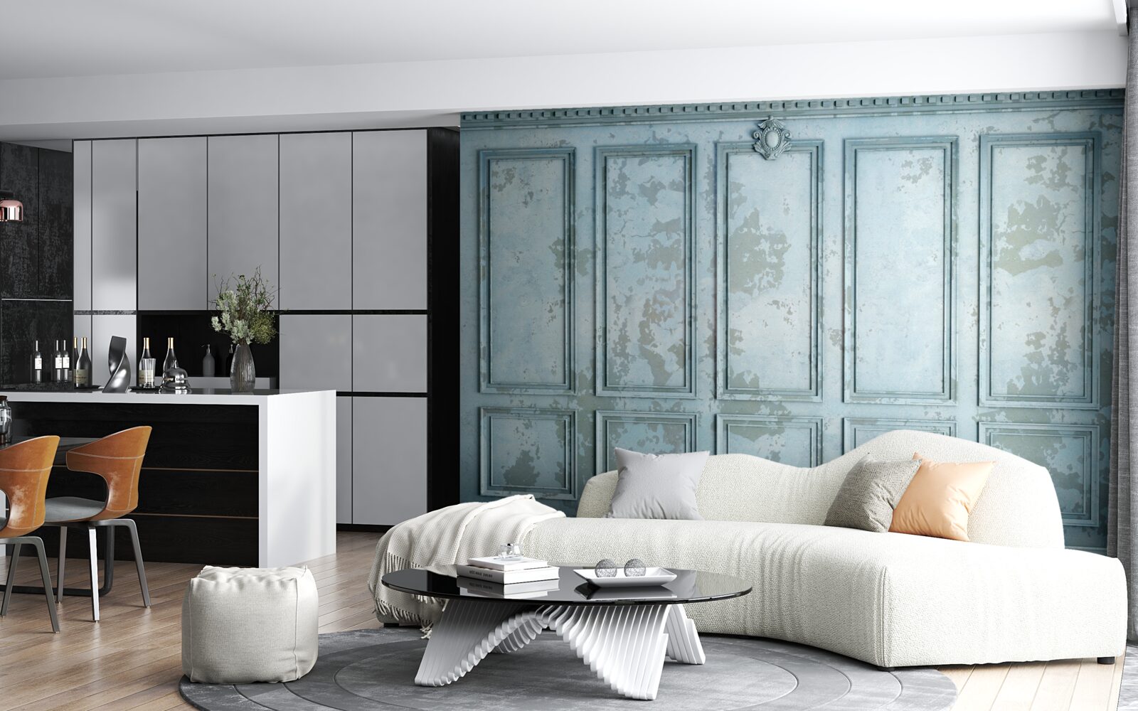 Fotobehang frames omvatten een oude muur