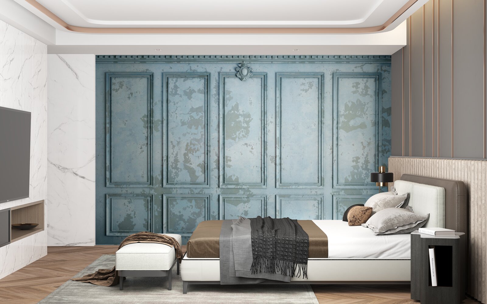 Fotobehang frames omvatten een oude muur