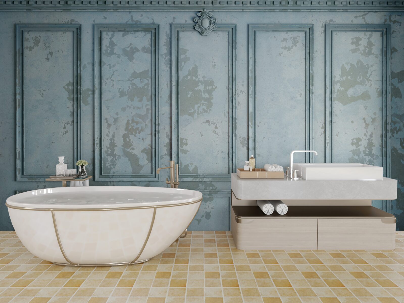 Fotobehang frames omvatten een oude muur