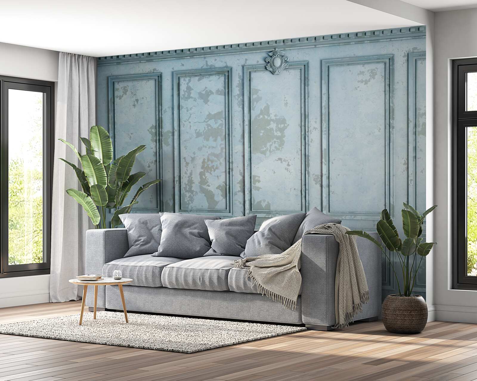 Fotobehang frames omvatten een oude muur