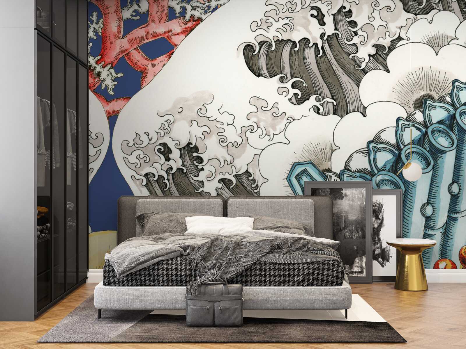 Fotobehang de abstractie van stenen versmelt met golven