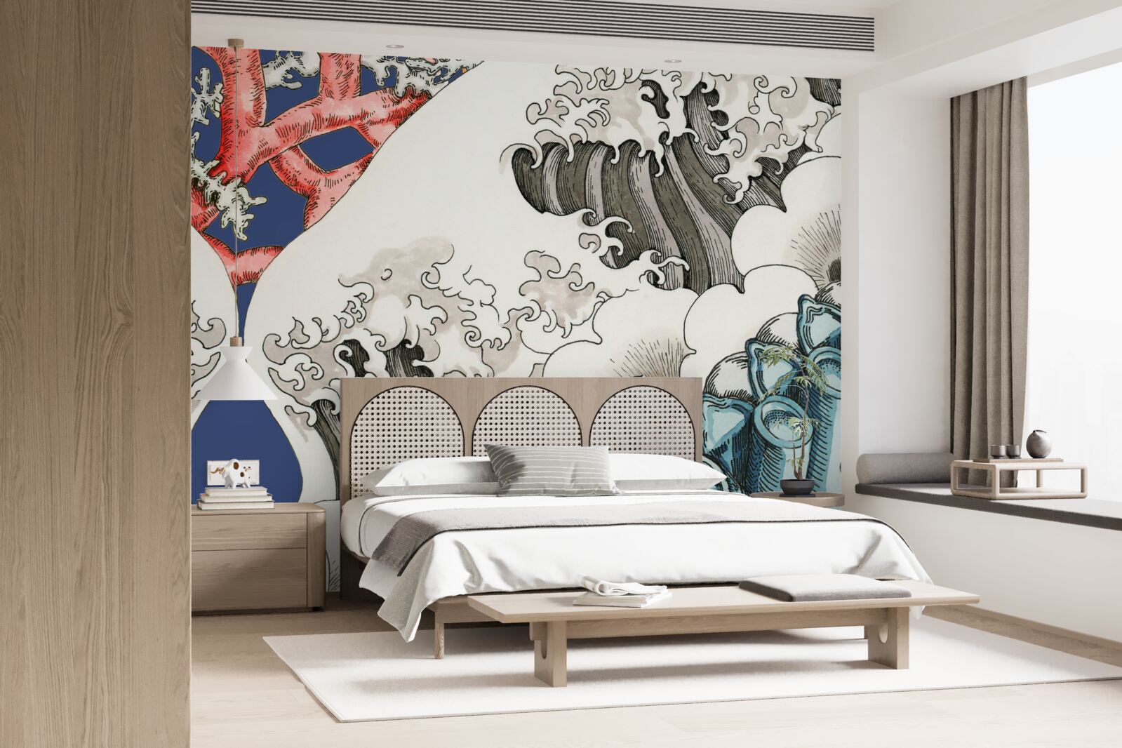 Fotobehang de abstractie van stenen versmelt met golven