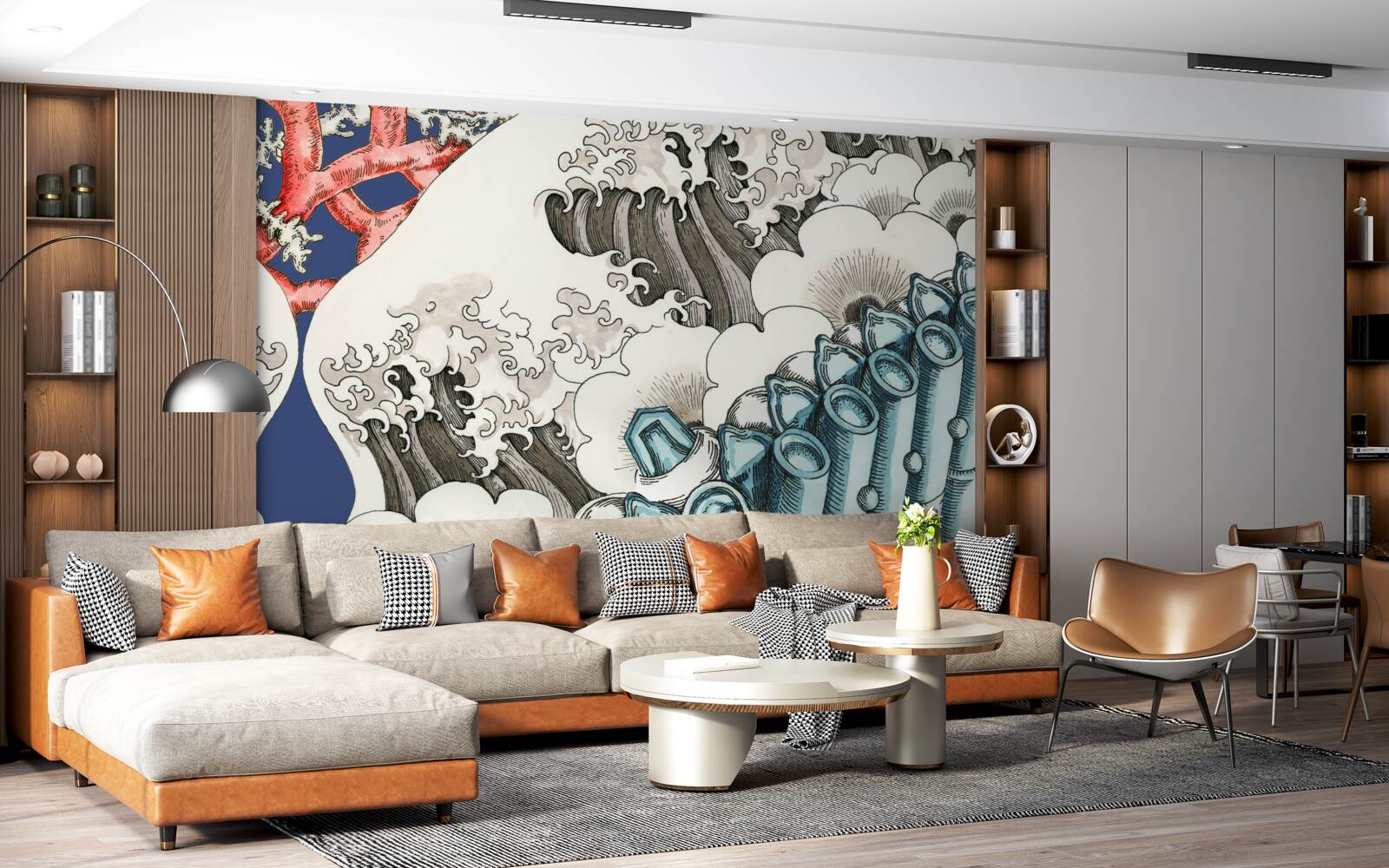 Fotobehang de abstractie van stenen versmelt met golven