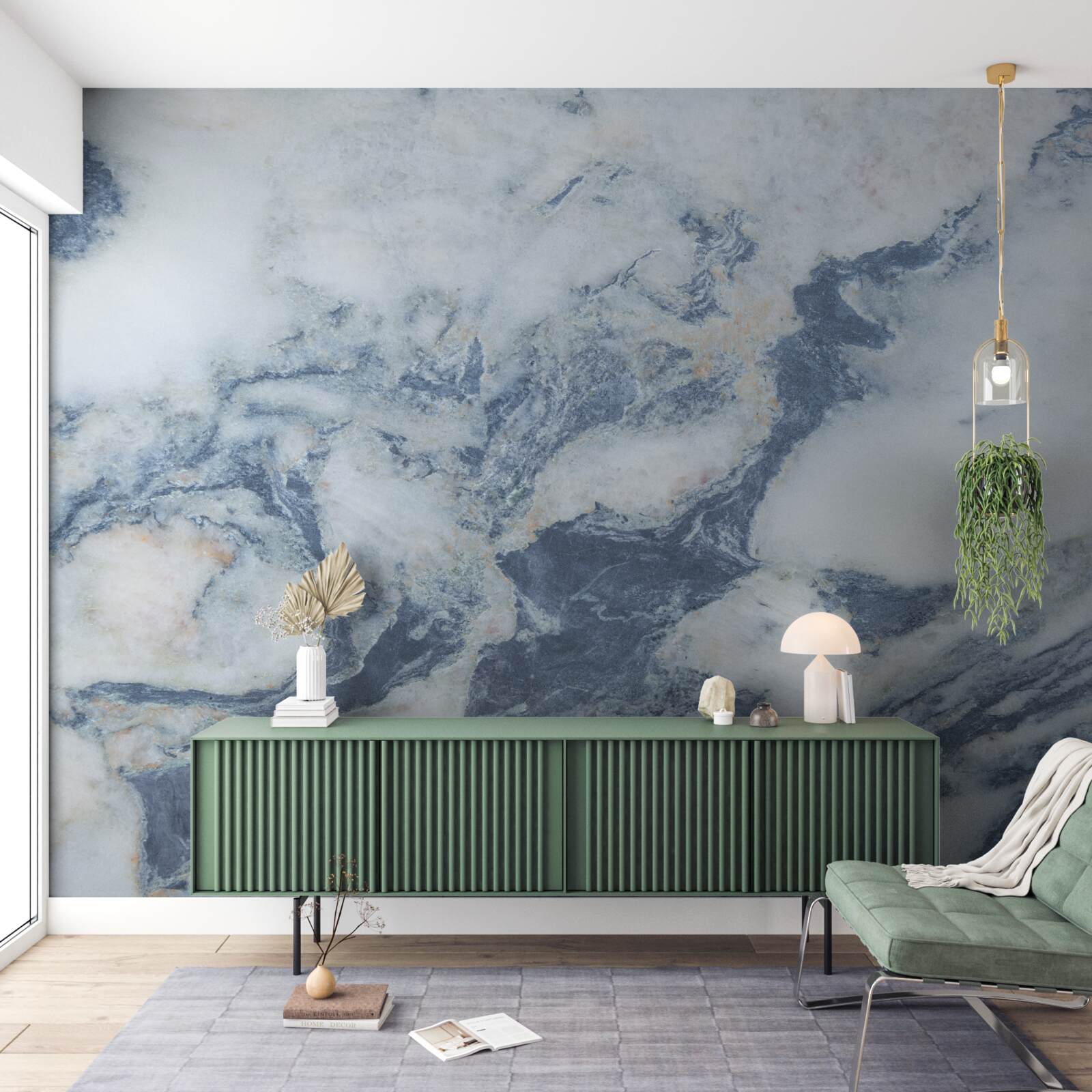 Fotobehang blauwe marmeren achtergrond