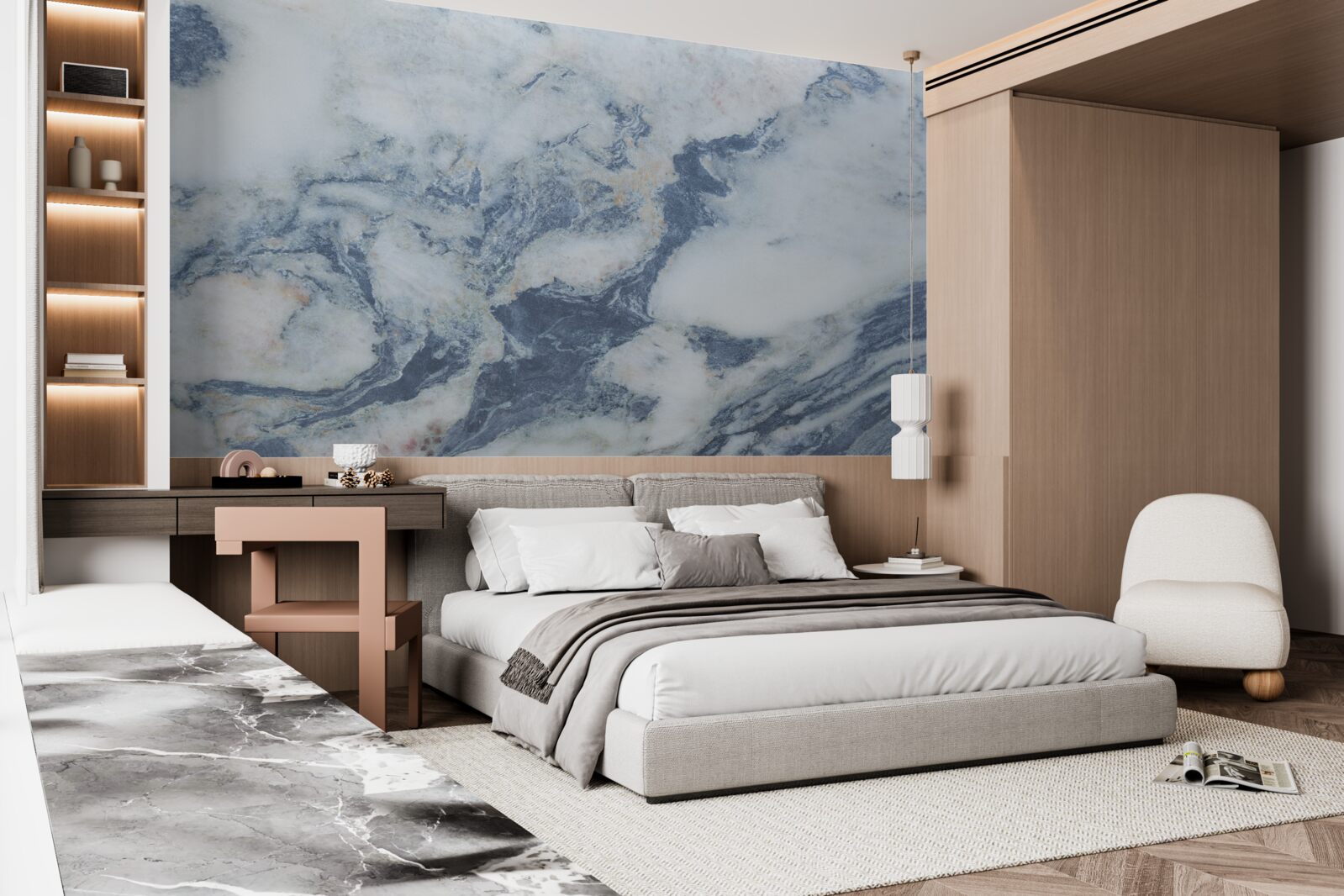 Fotobehang blauwe marmeren achtergrond