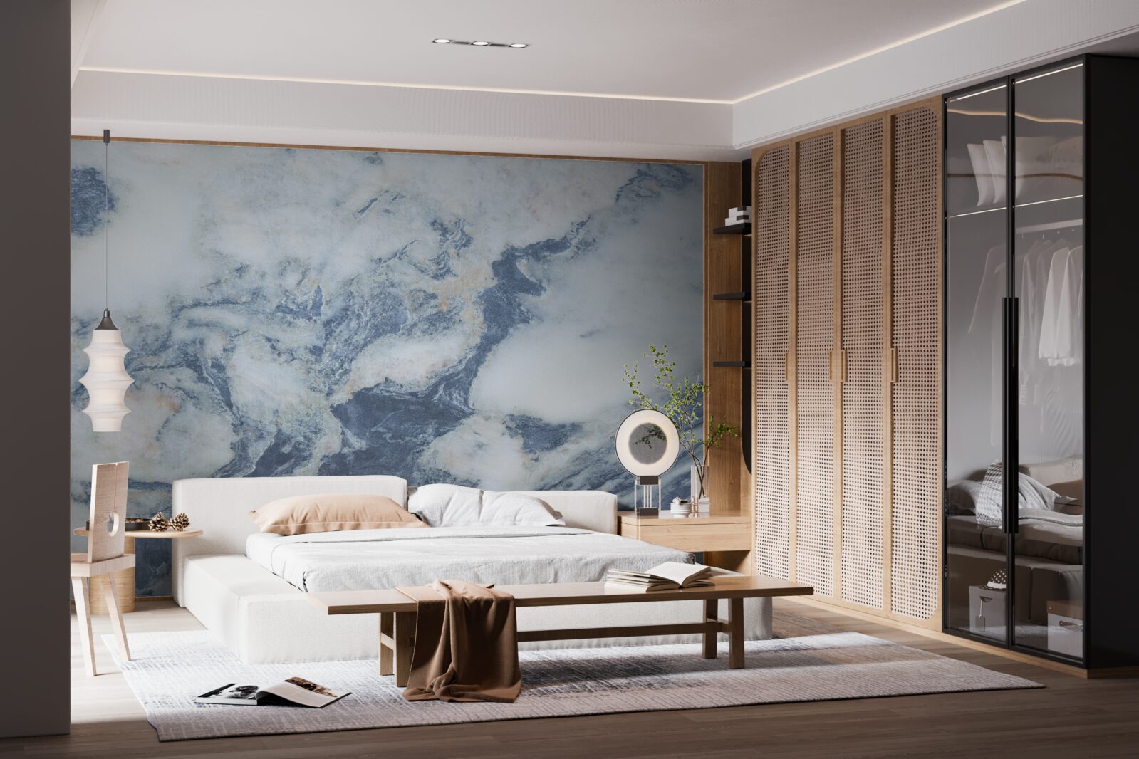 Fotobehang blauwe marmeren achtergrond