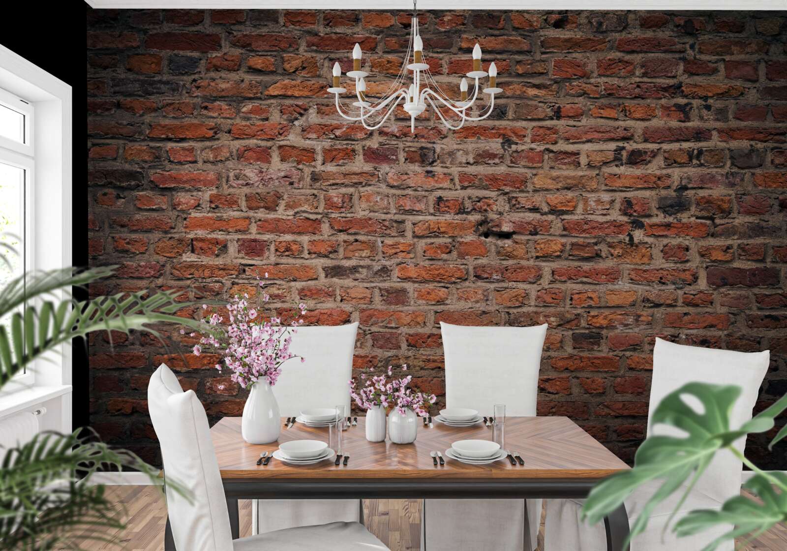 Fotobehang Rode bakstenen muur van het oude gebouw