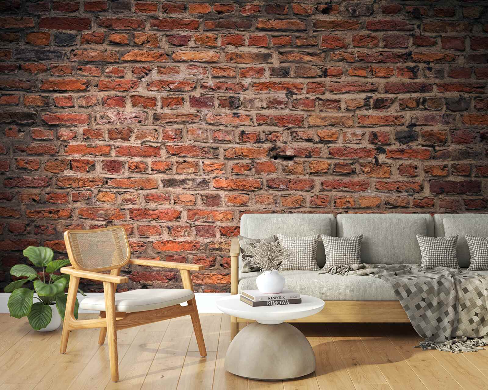 Fotobehang Rode bakstenen muur van het oude gebouw