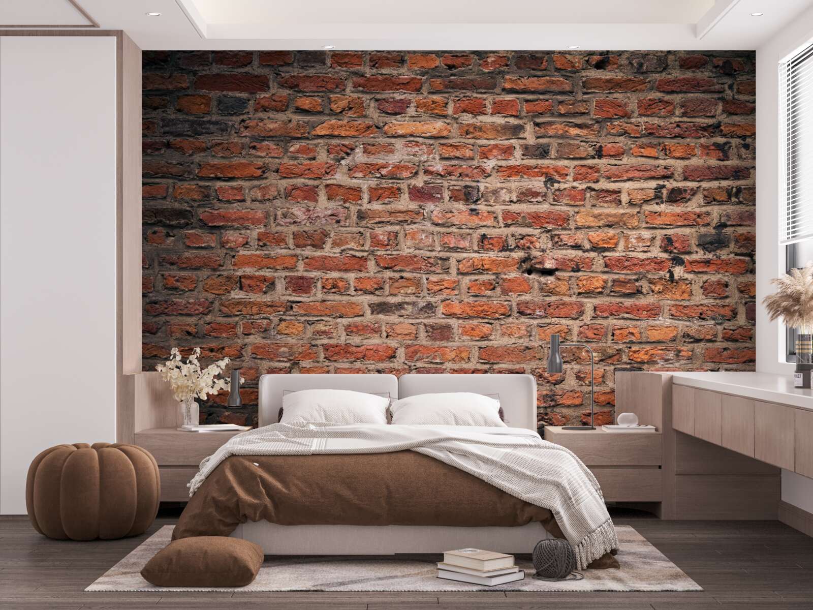 Fotobehang Rode bakstenen muur van het oude gebouw