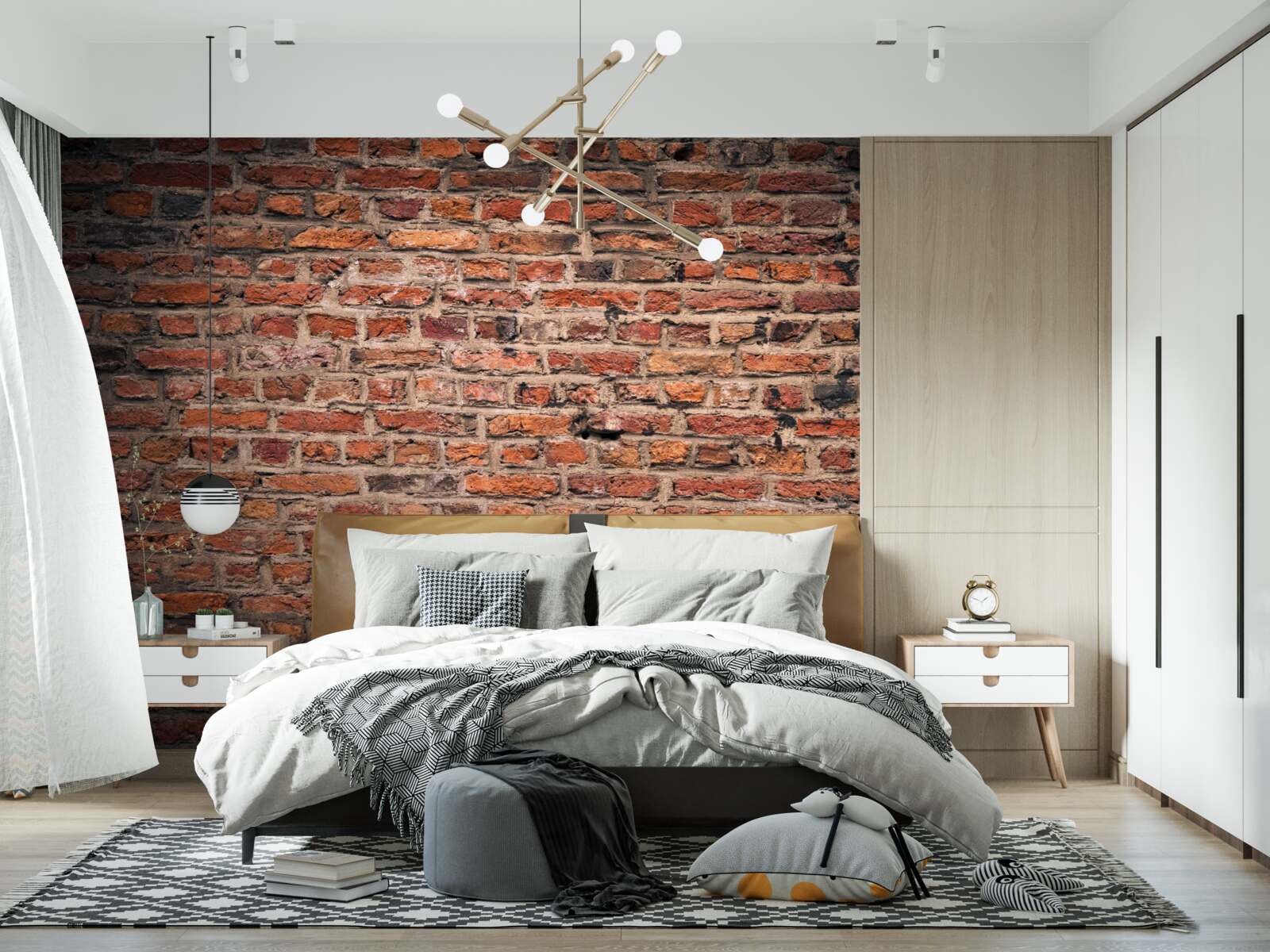 Fotobehang Rode bakstenen muur van het oude gebouw