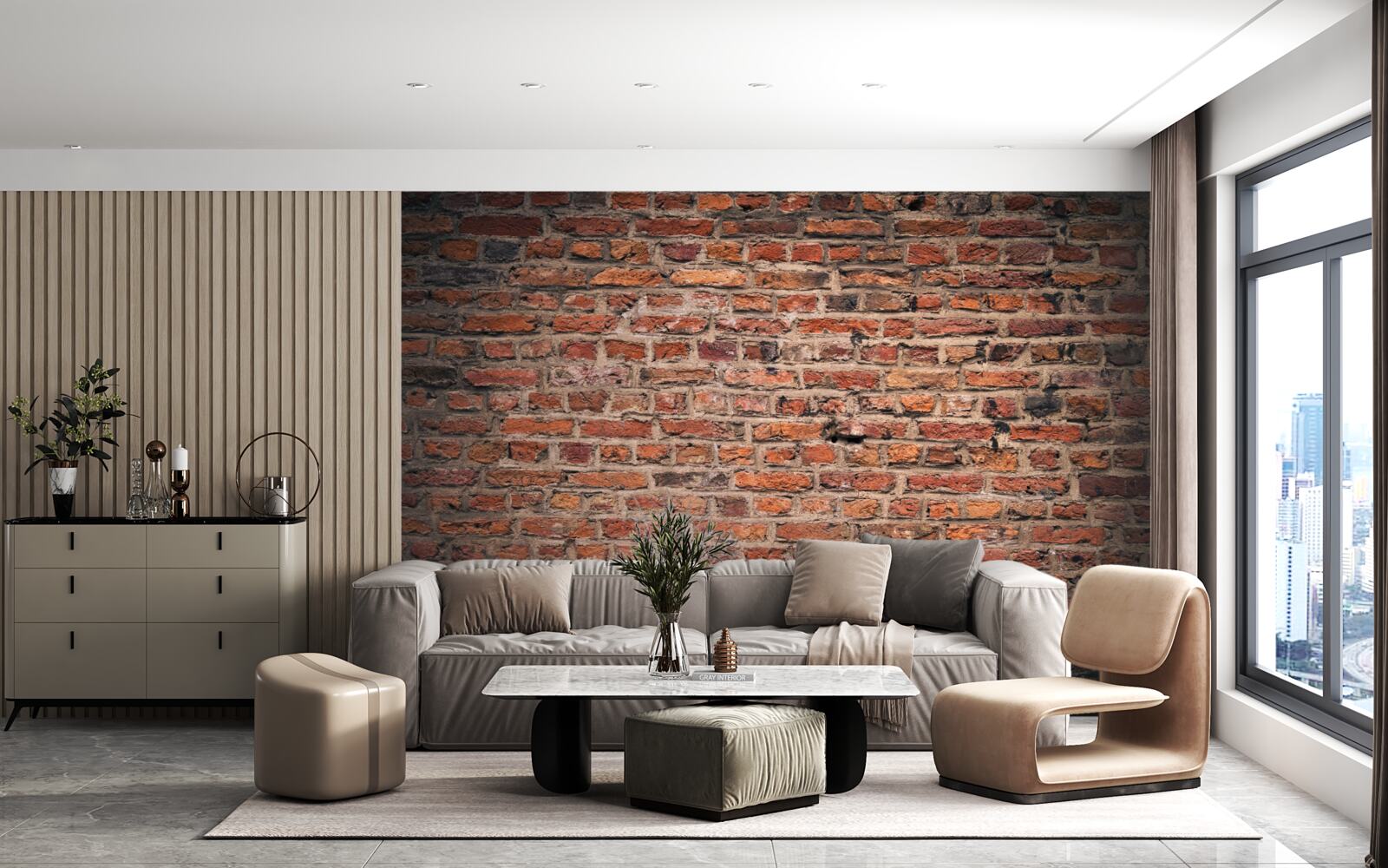 Fotobehang Rode bakstenen muur van het oude gebouw