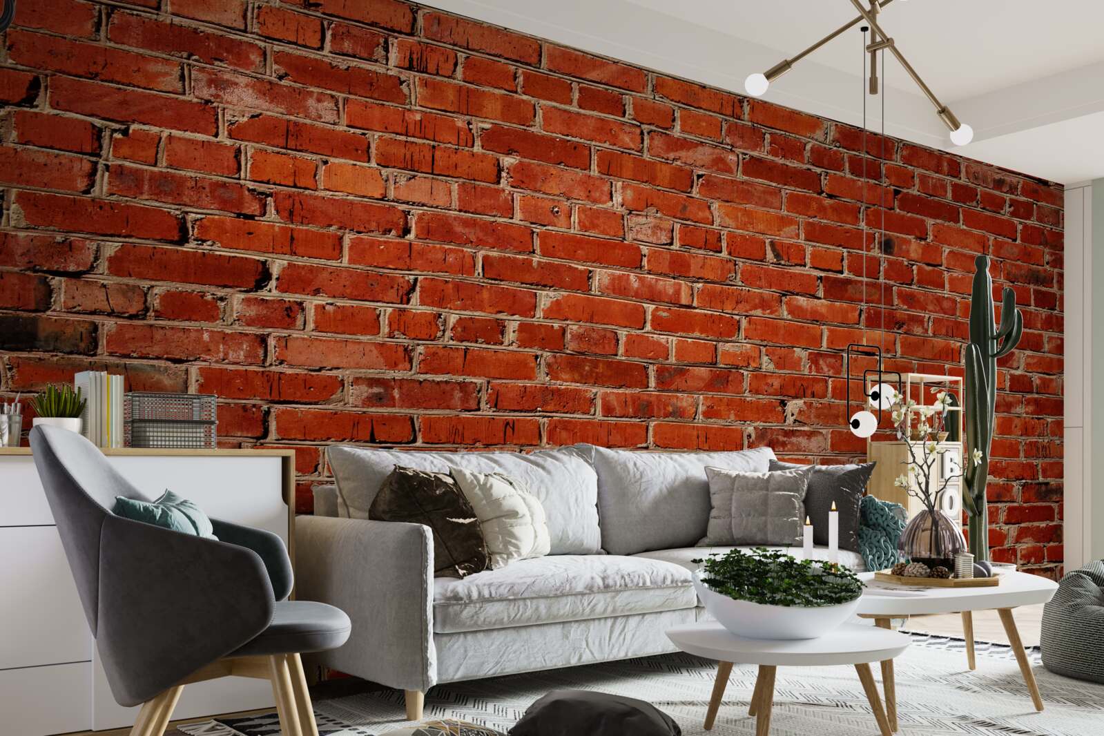 Fotobehang Muur diep rood geschilderd, doet denken aan donkere baksteen