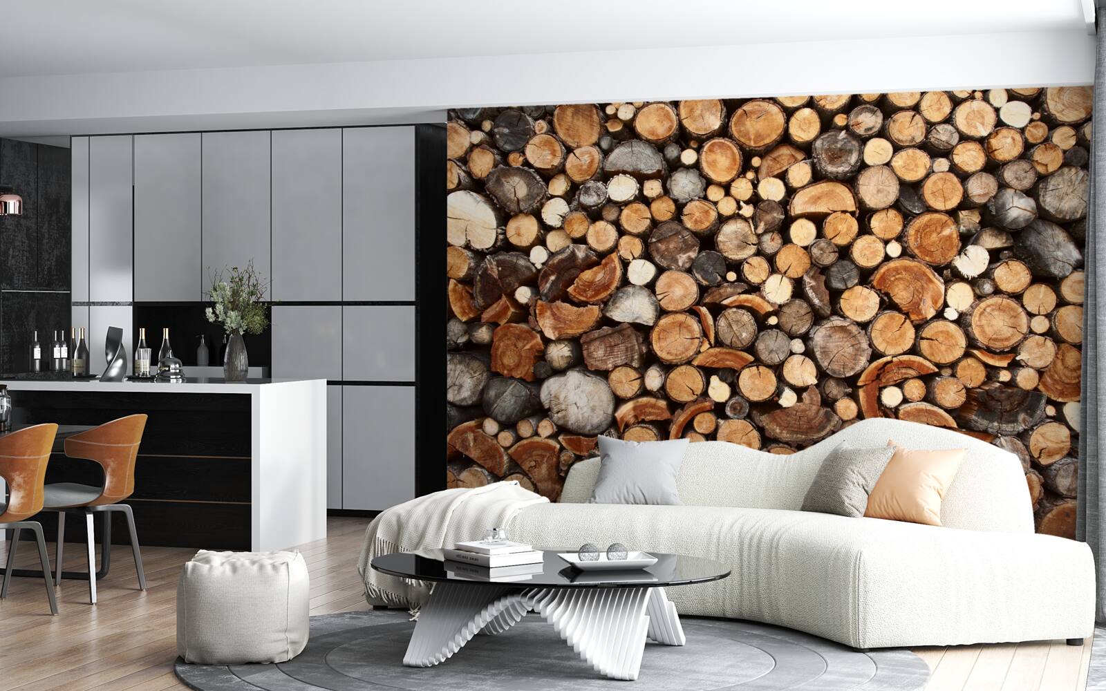 Fotobehang boomschijfjes in verschillende kleuren