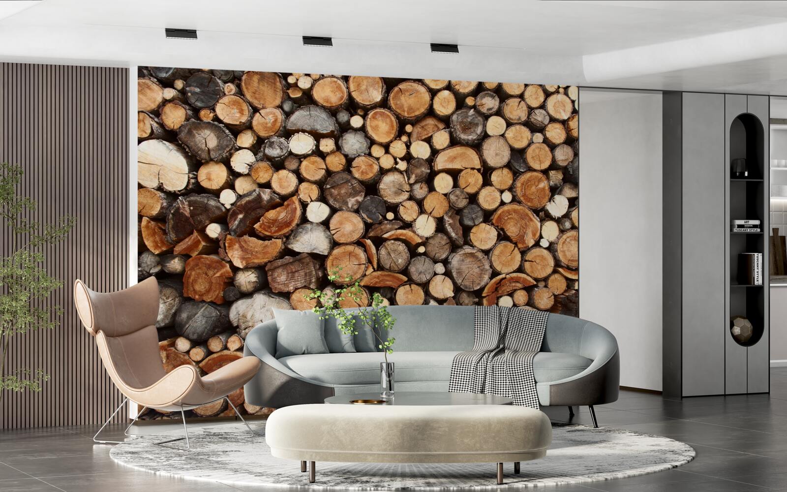 Fotobehang boomschijfjes in verschillende kleuren