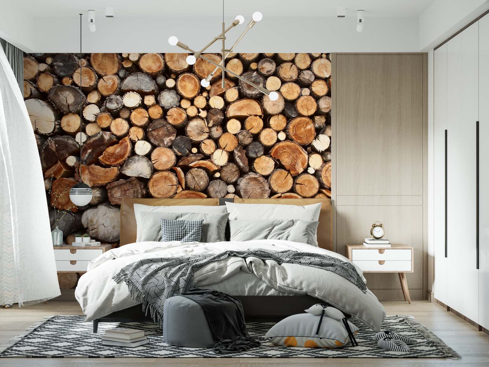 Fotobehang boomschijfjes in verschillende kleuren