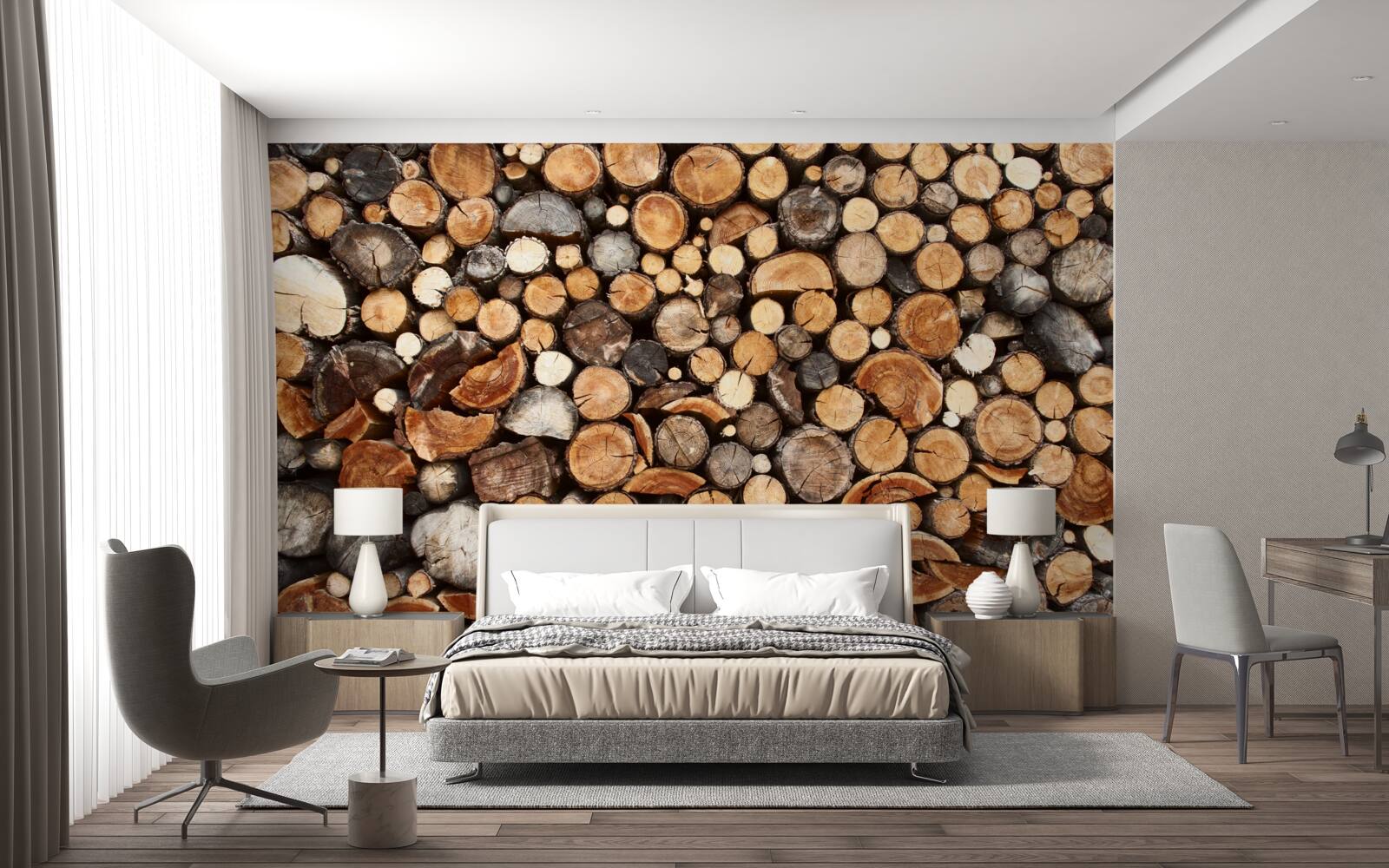 Fotobehang boomschijfjes in verschillende kleuren