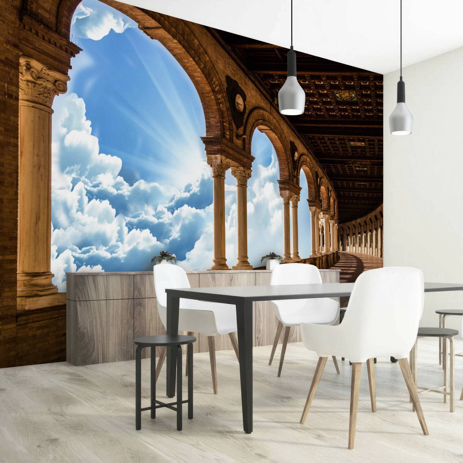 Fotobehang oneindig hoge rij kolommen