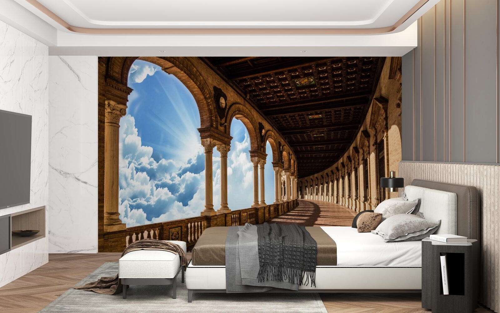 Fotobehang oneindig hoge rij kolommen