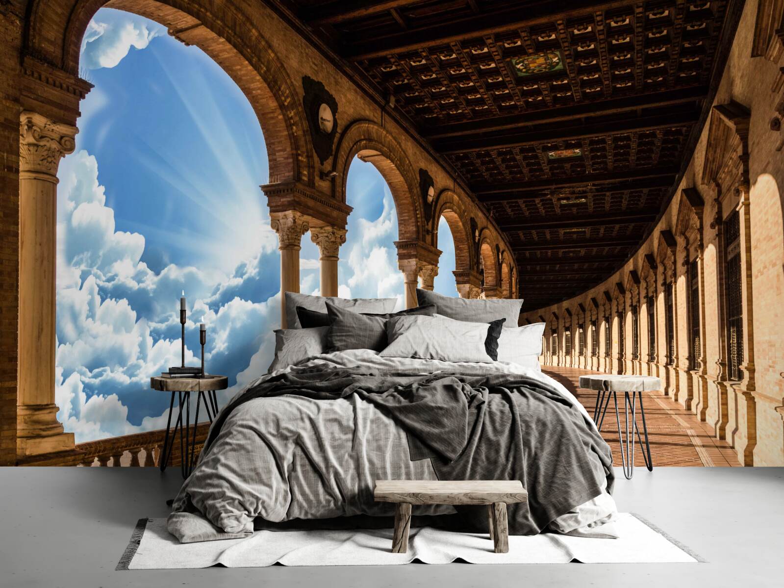 Fotobehang oneindig hoge rij kolommen