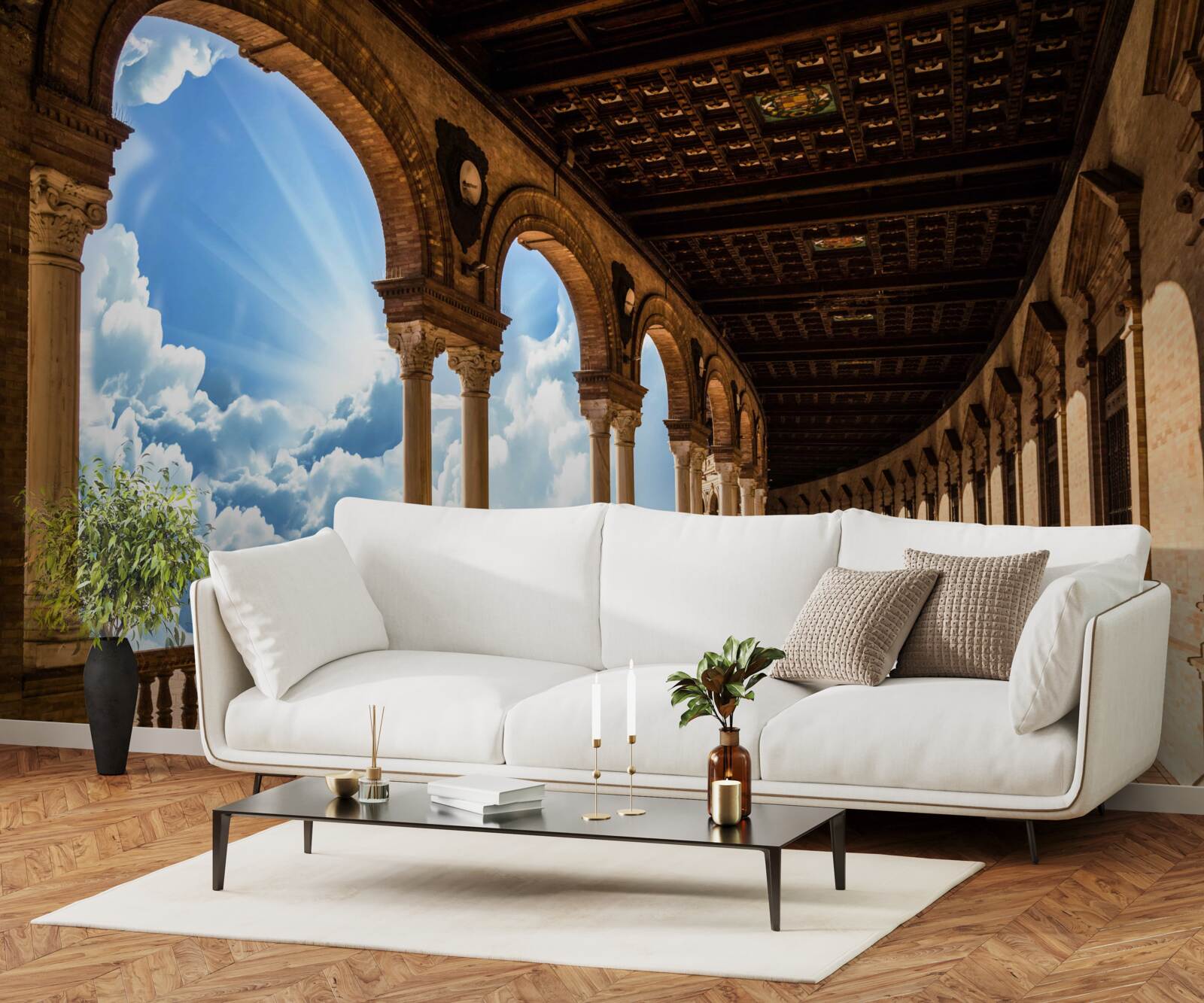 Fotobehang oneindig hoge rij kolommen