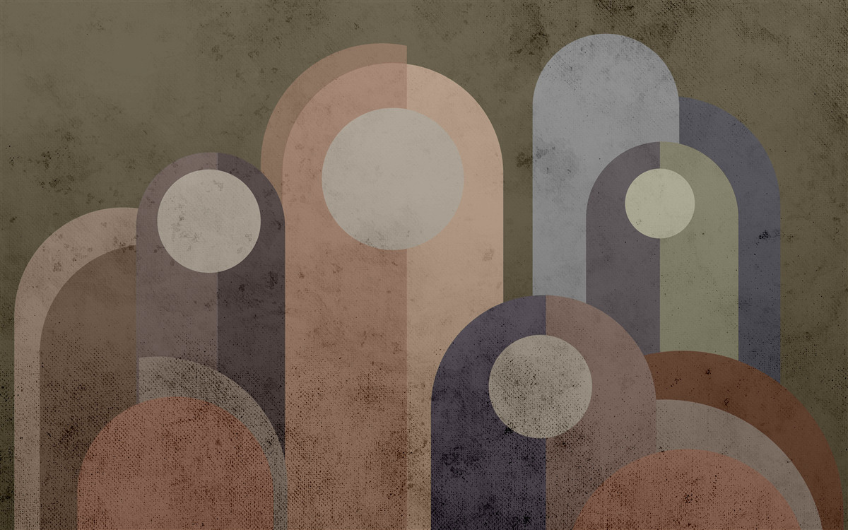 Fotobehang abstract schilderij van waterplanten met verf