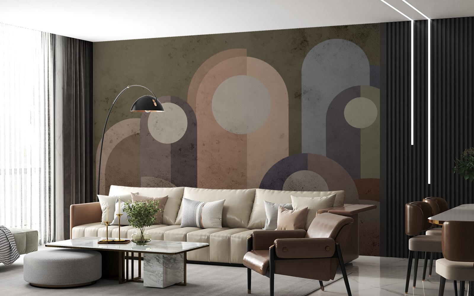 Fotobehang abstract schilderij van waterplanten met verf