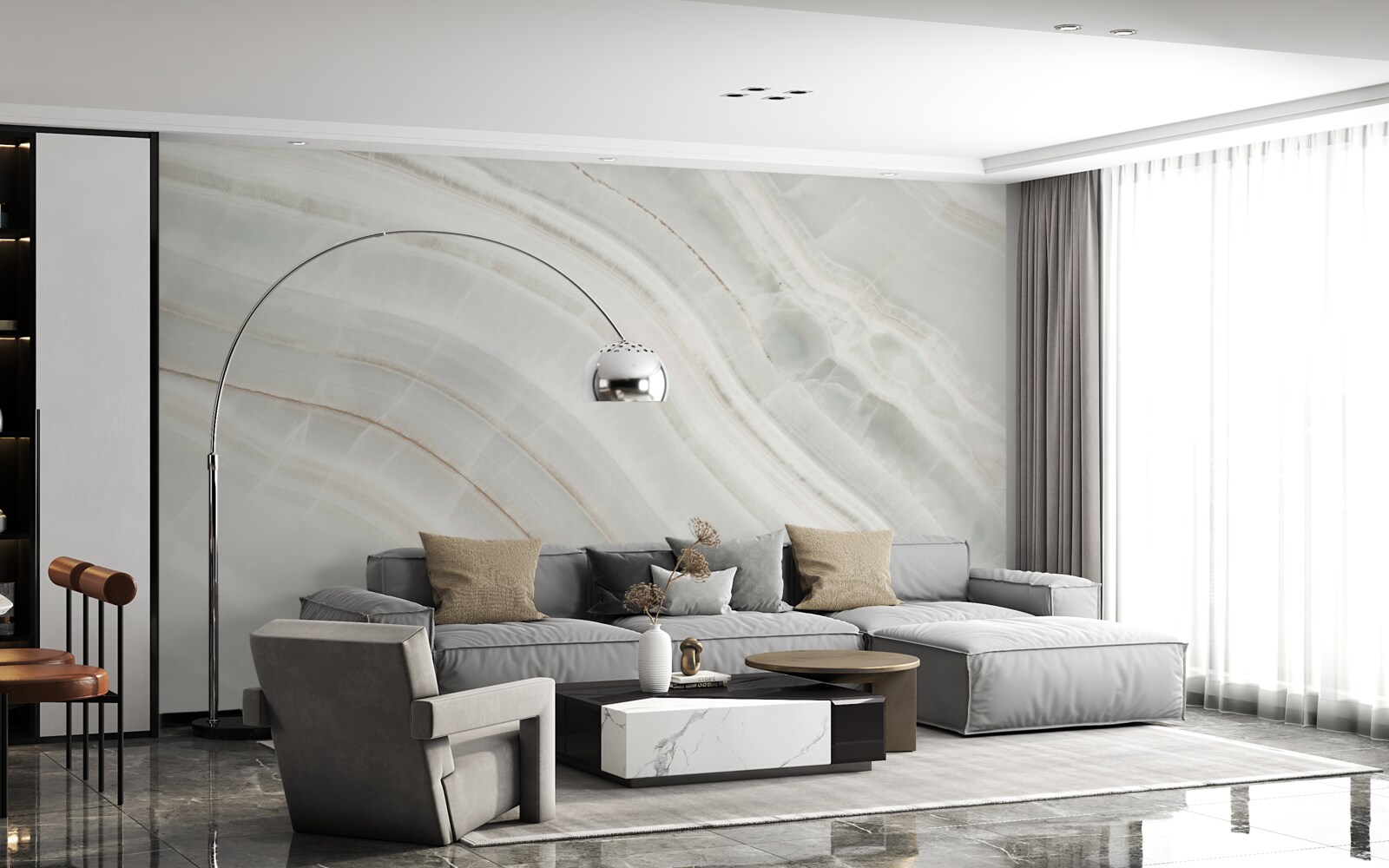 Fotobehang dun grijs beige