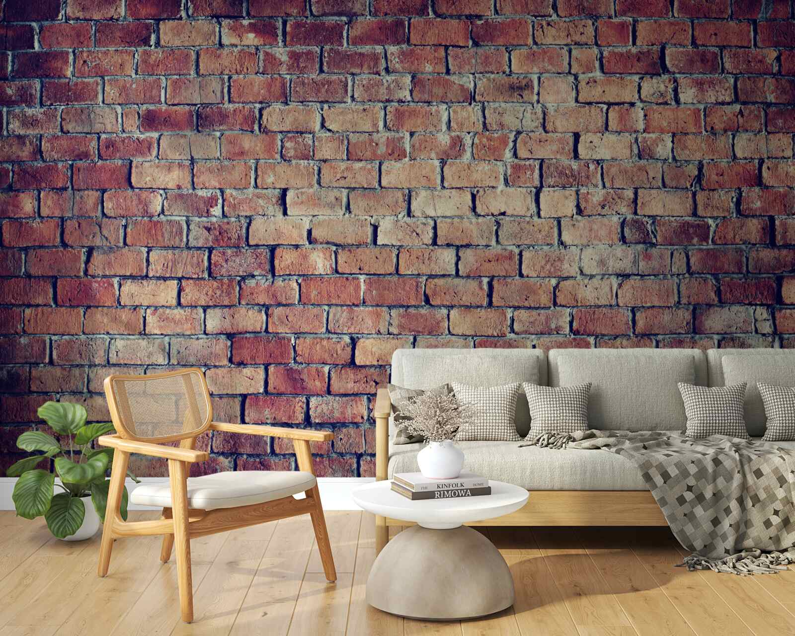 Fotobehang Rode bakstenen muur