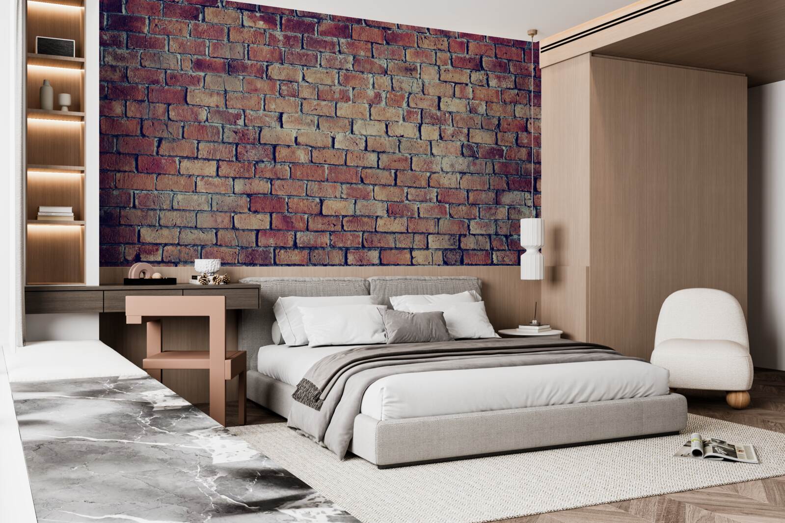 Fotobehang Rode bakstenen muur