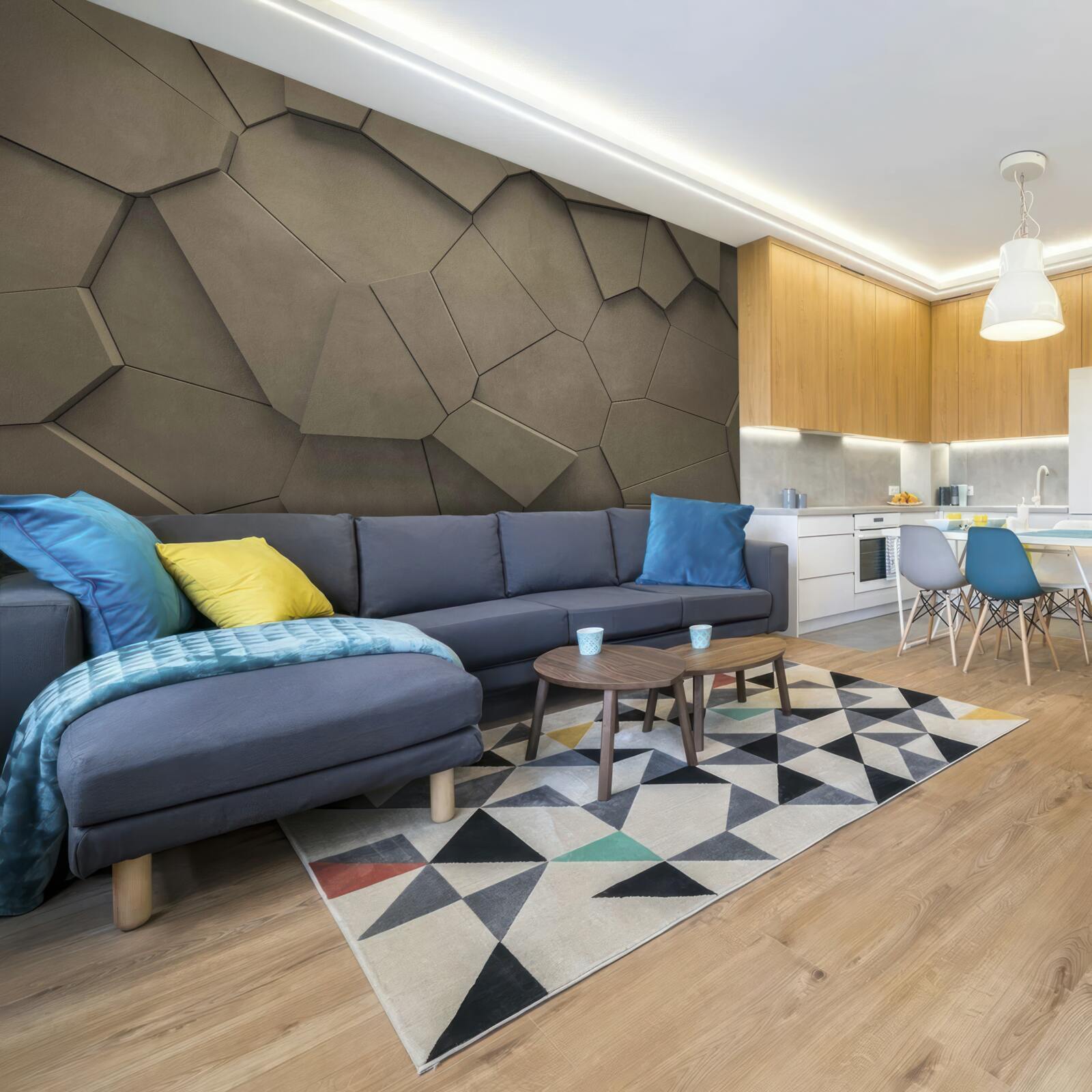 Fotobehang Een muur samengesteld uit stenen van verschillende vormen