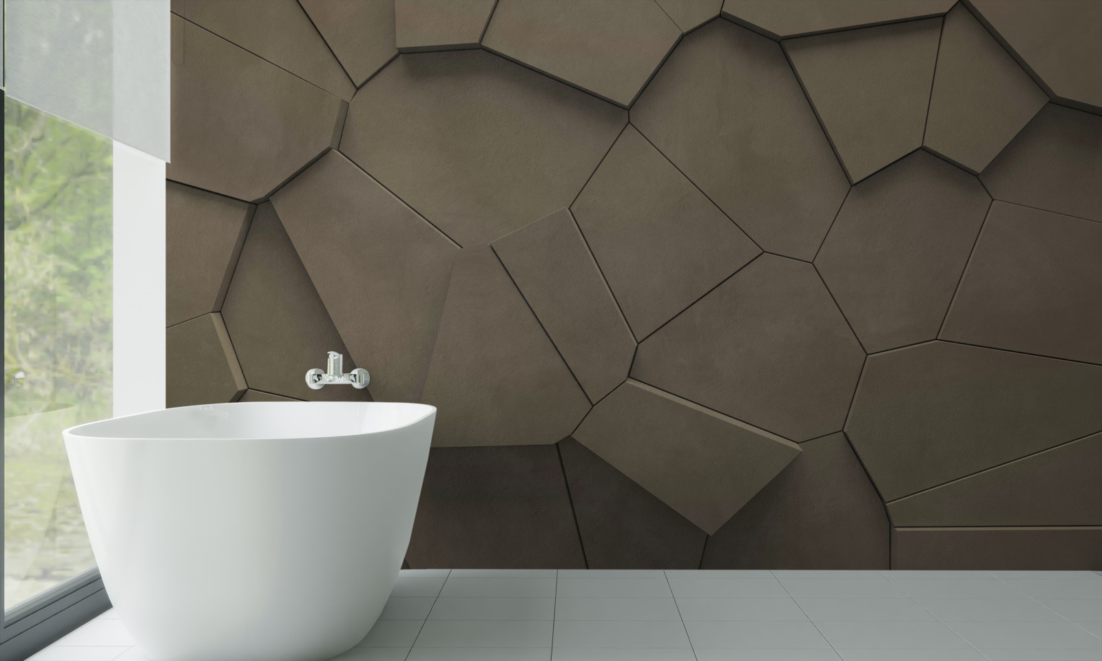 Fotobehang Een muur samengesteld uit stenen van verschillende vormen