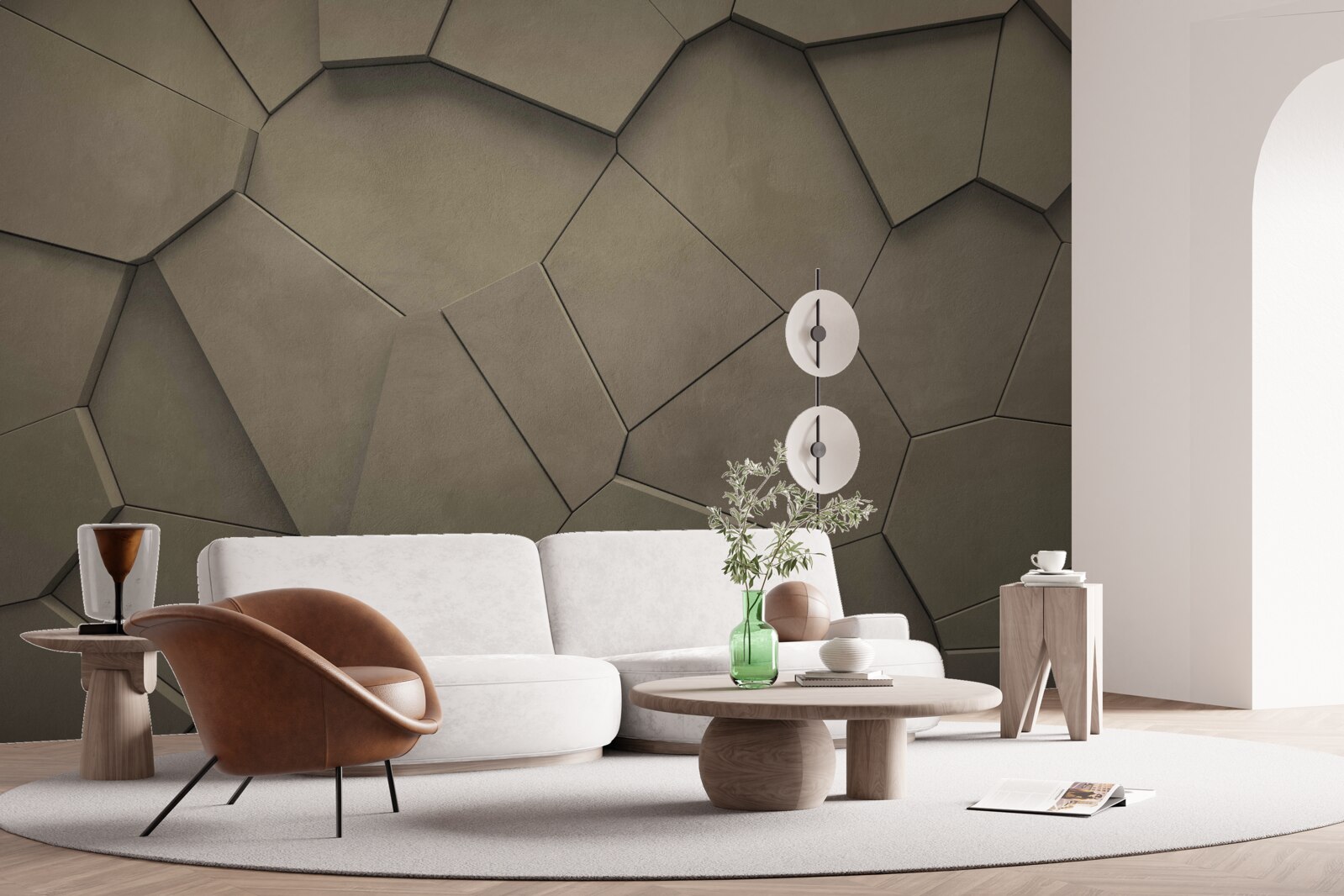 Fotobehang Een muur samengesteld uit stenen van verschillende vormen