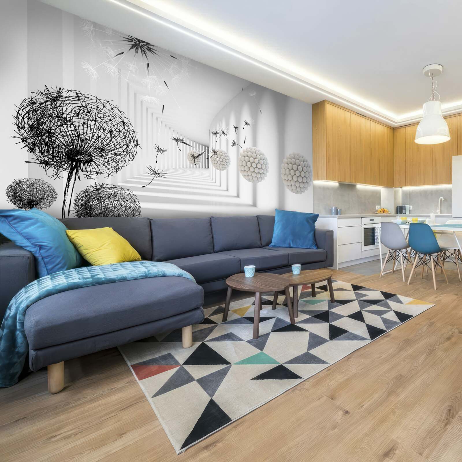 Fotobehang een tunnel waar vliegende miljoenpoten verdwijnen