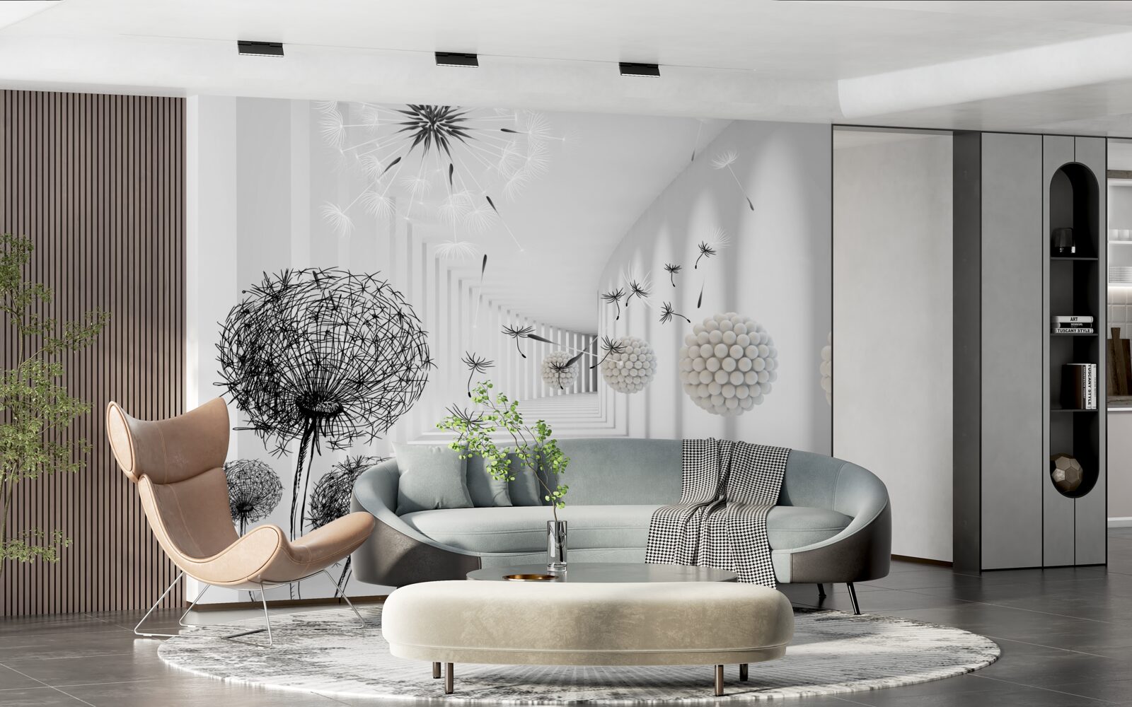 Fotobehang een tunnel waar vliegende miljoenpoten verdwijnen