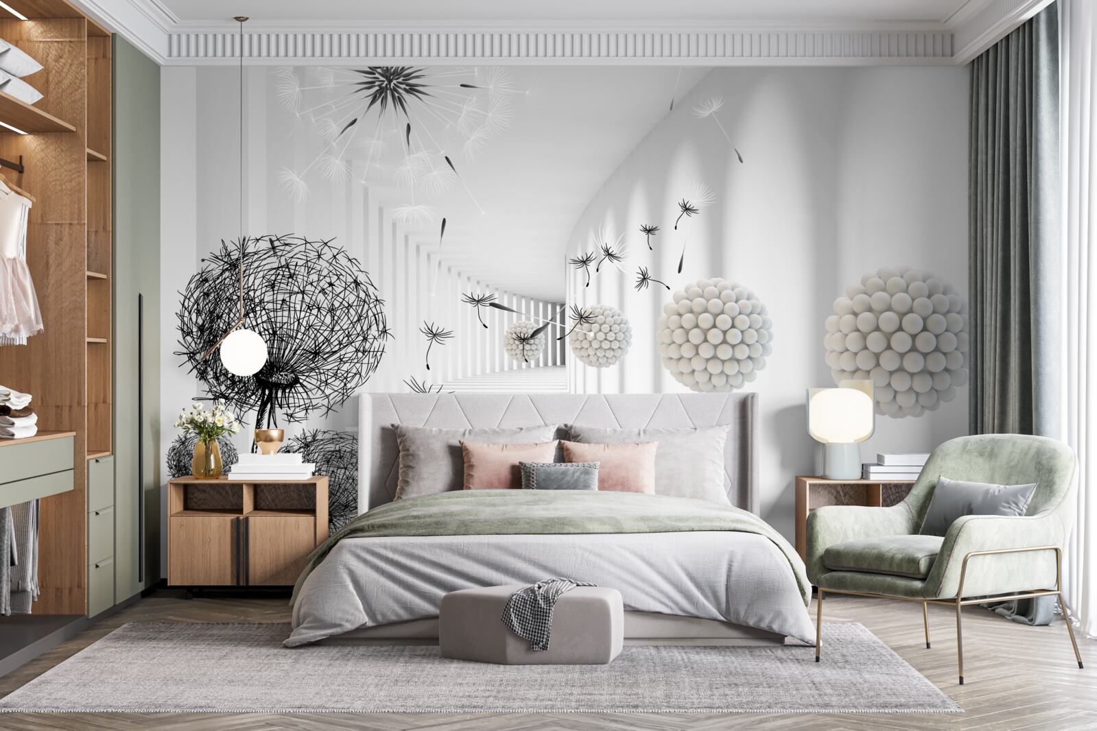 Fotobehang een tunnel waar vliegende miljoenpoten verdwijnen