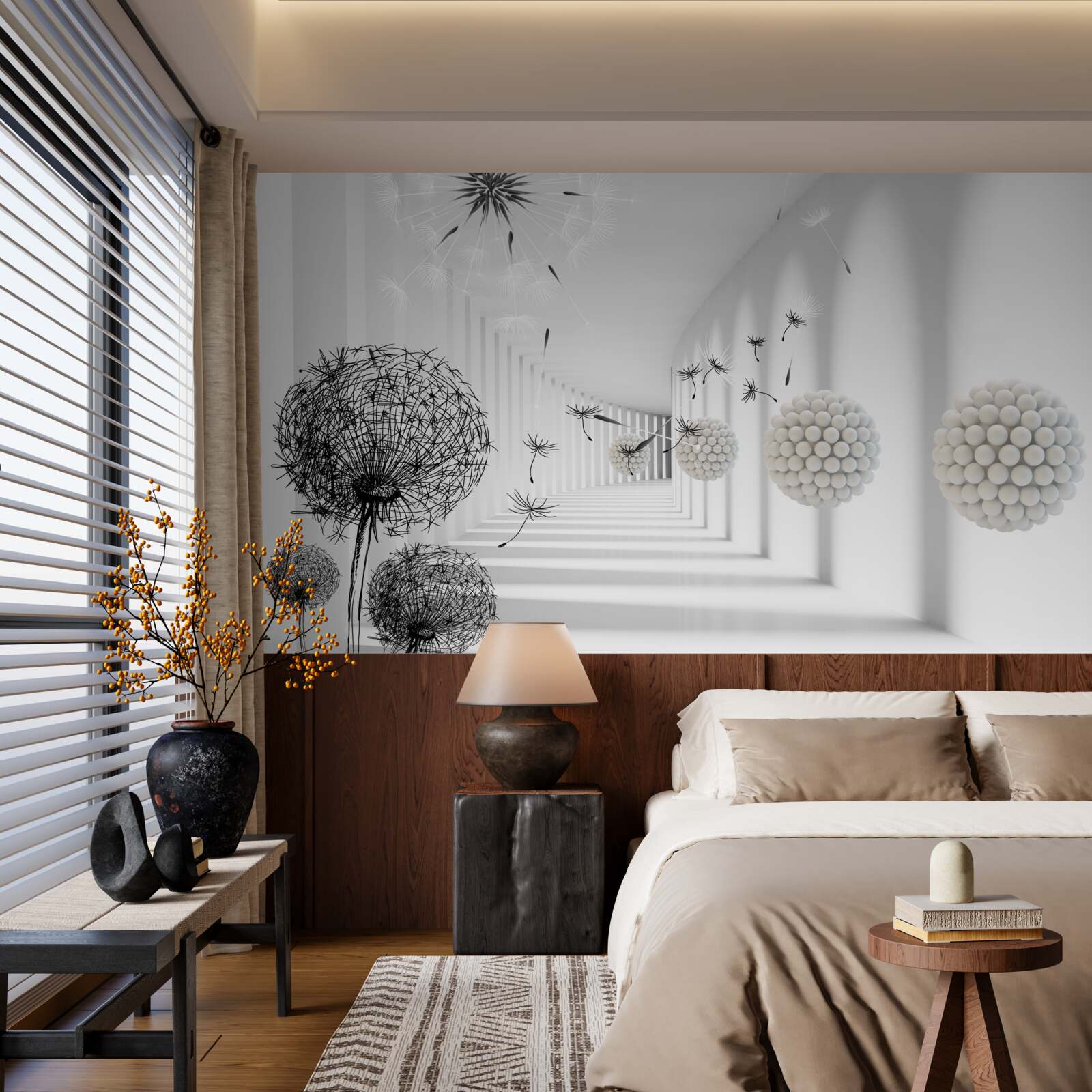 Fotobehang een tunnel waar vliegende miljoenpoten verdwijnen