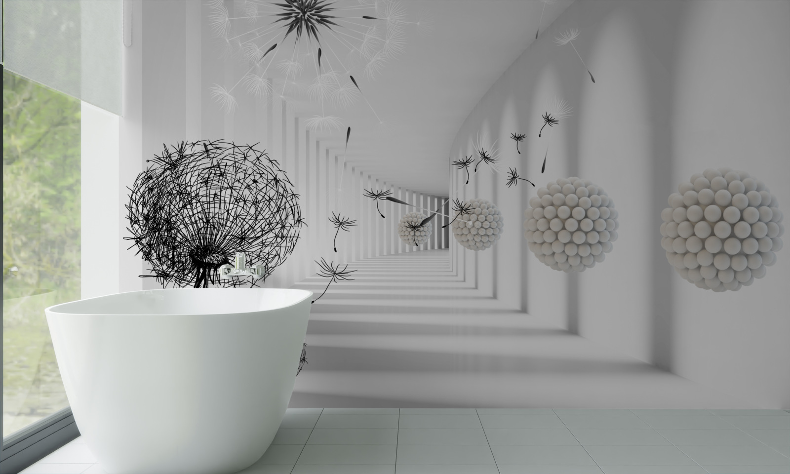 Fotobehang een tunnel waar vliegende miljoenpoten verdwijnen