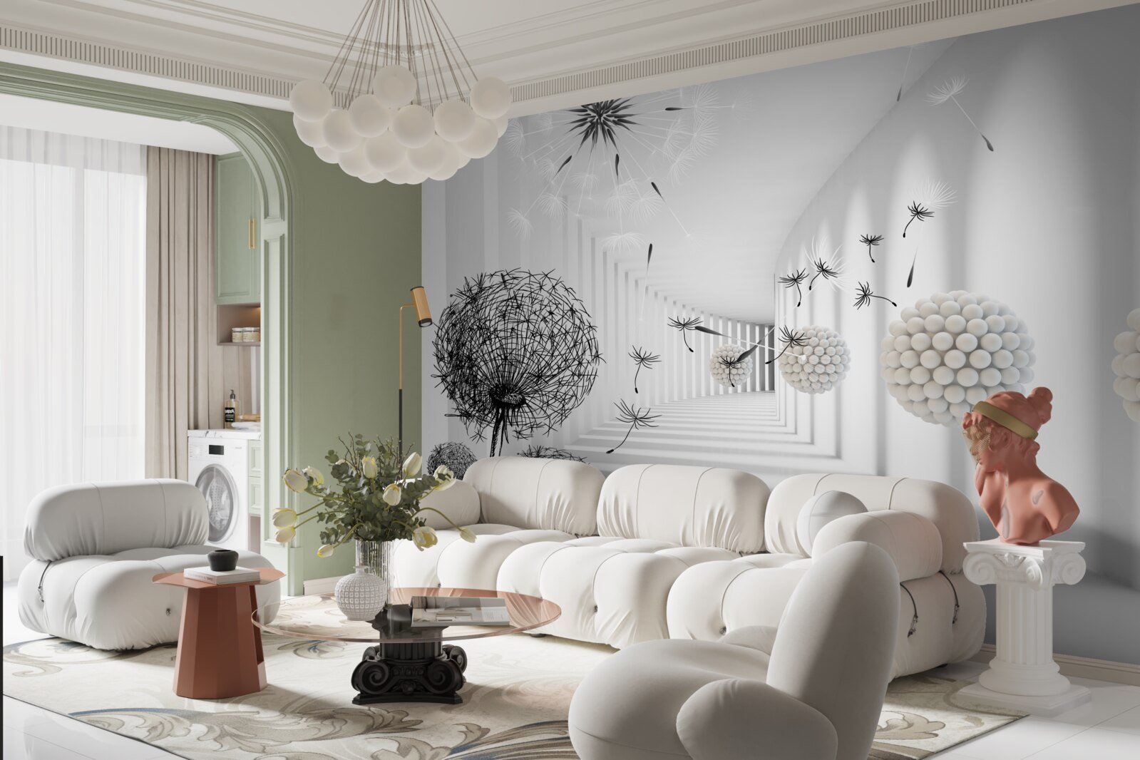 Fotobehang een tunnel waar vliegende miljoenpoten verdwijnen