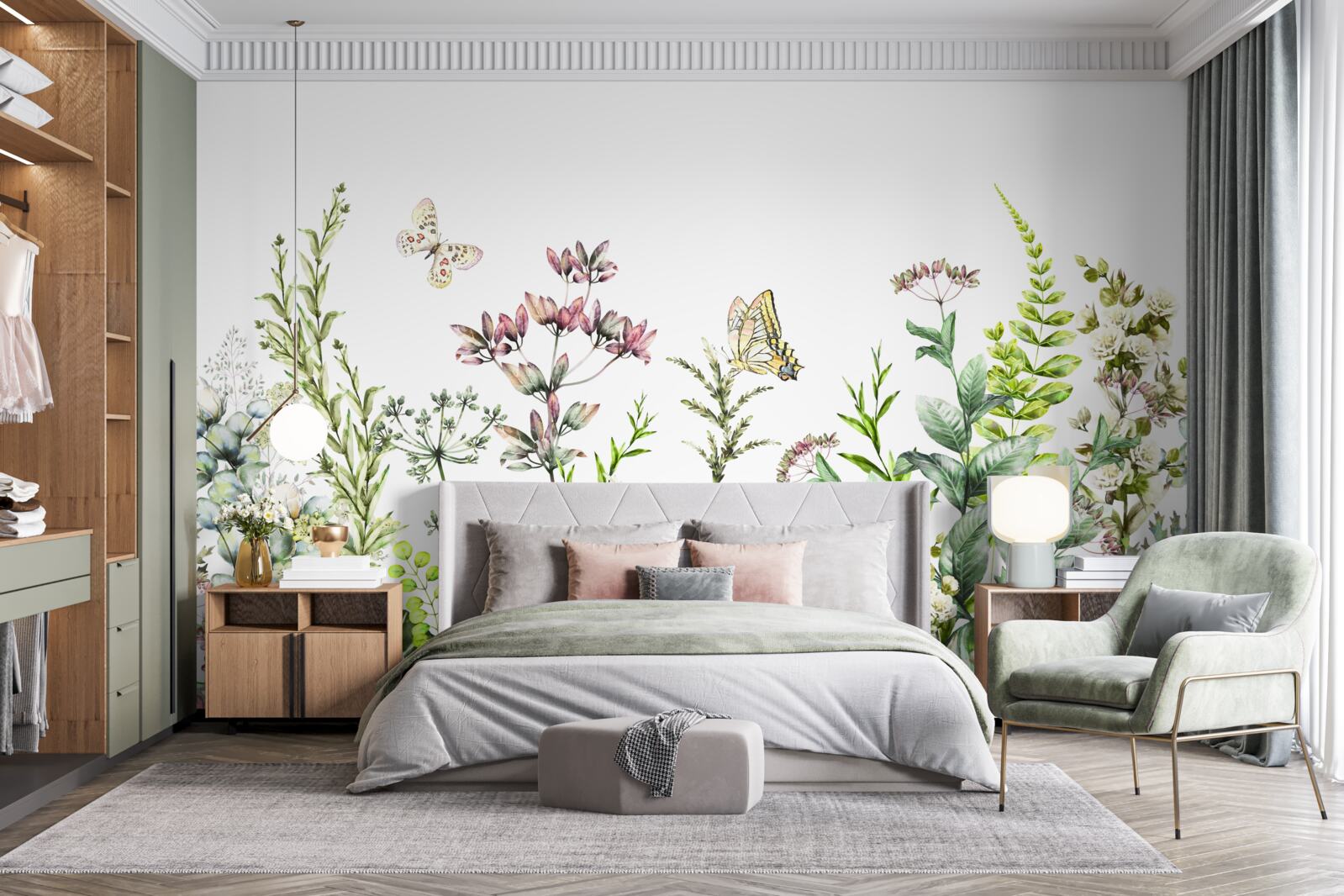 Fotobehang Lepidoptera op veldknoppen