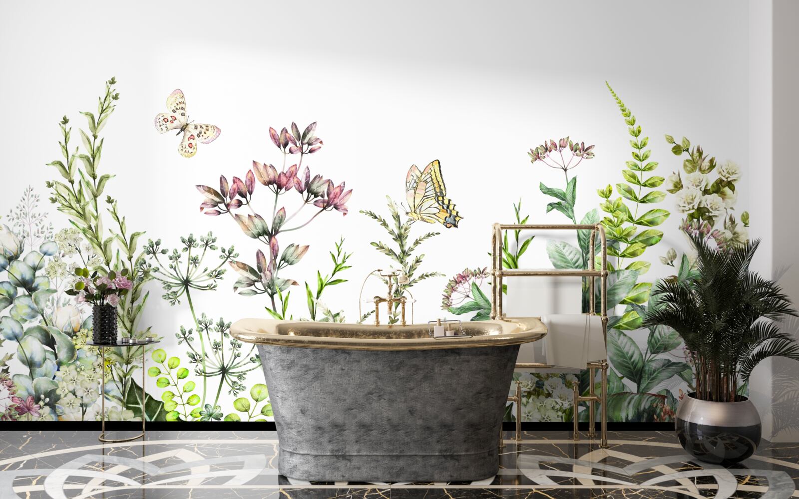 Fotobehang Lepidoptera op veldknoppen