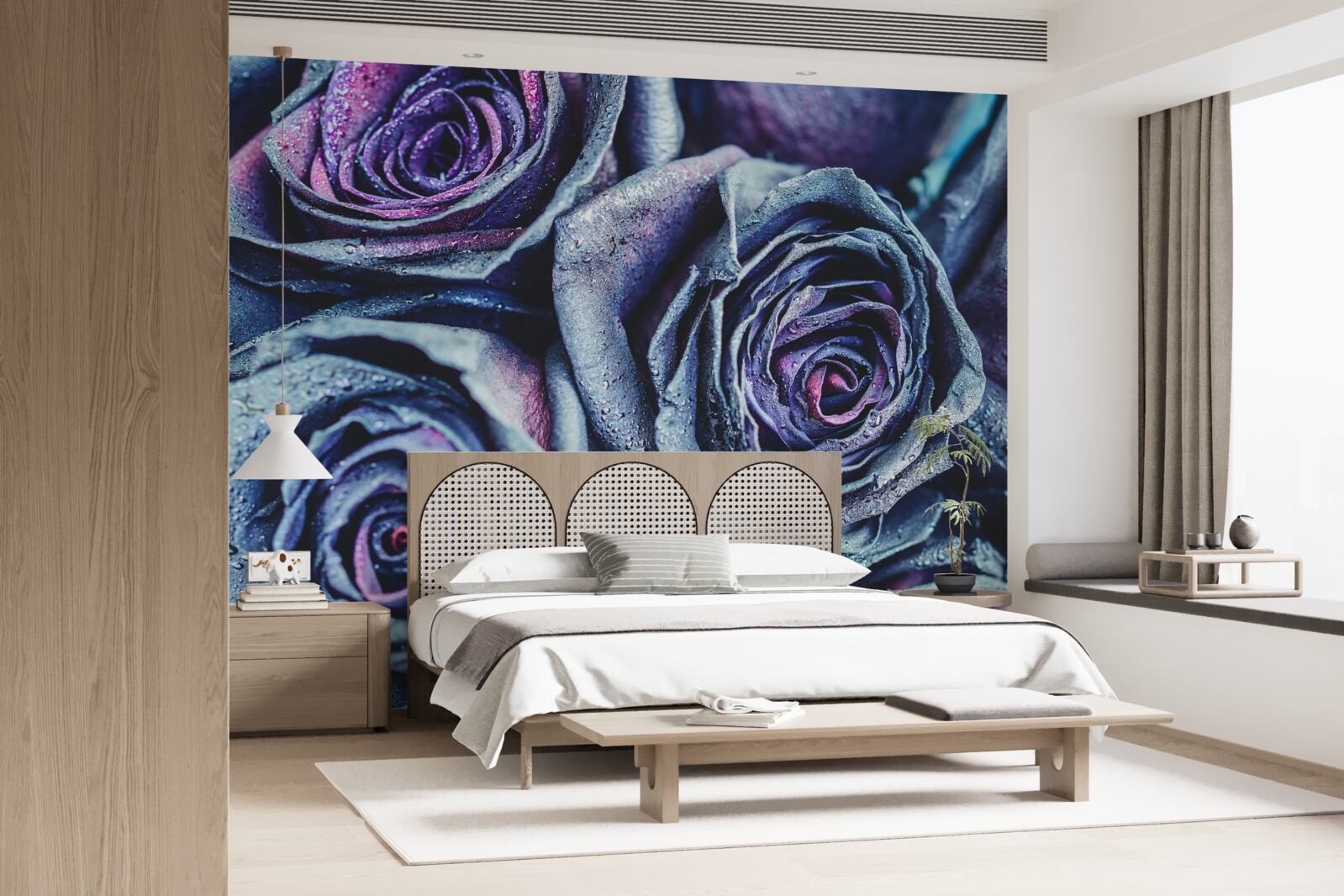 Fotobehang boeket van witte en paarse rozen