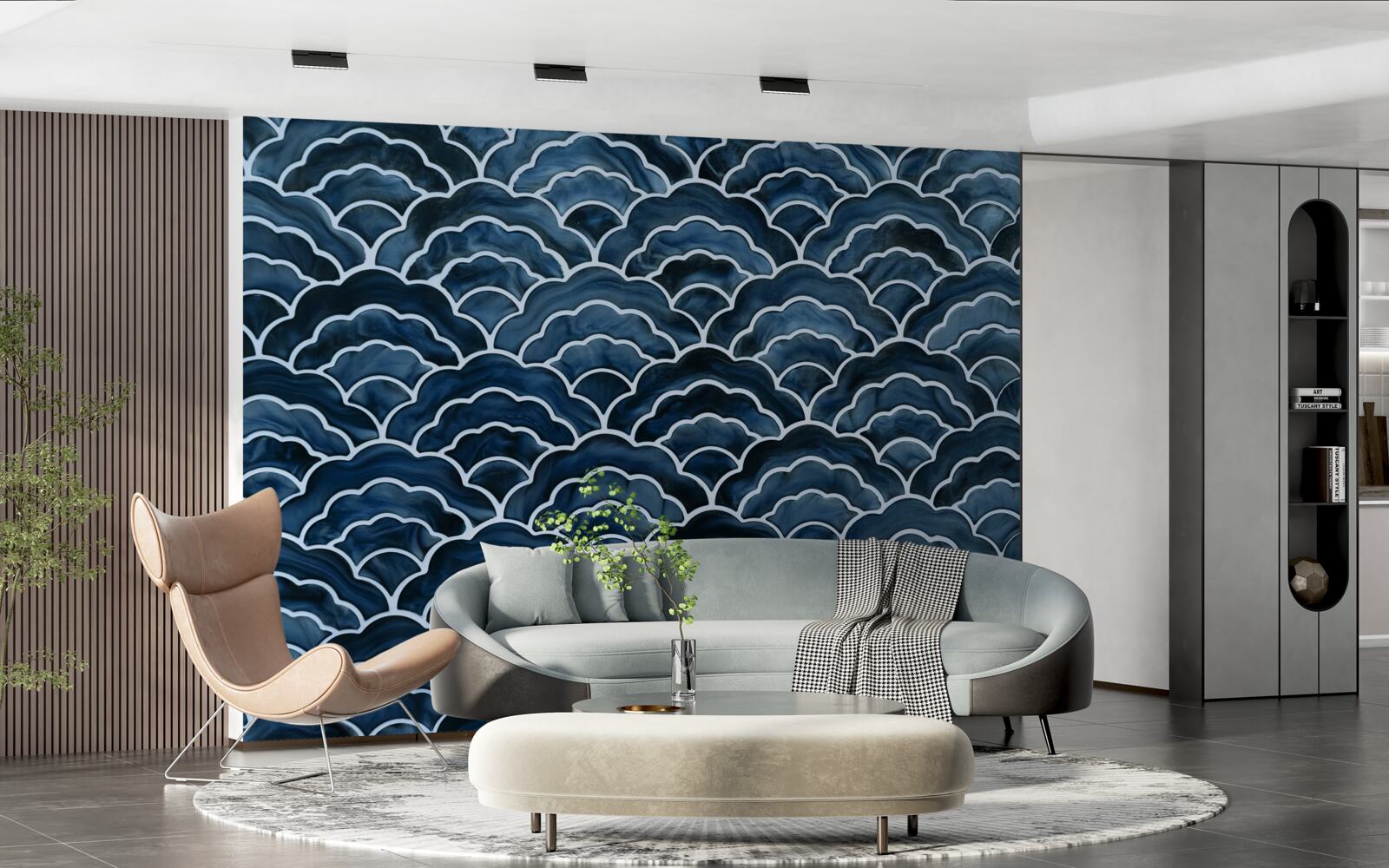 Fotobehang de golven van de nachtzee vloeien soepel