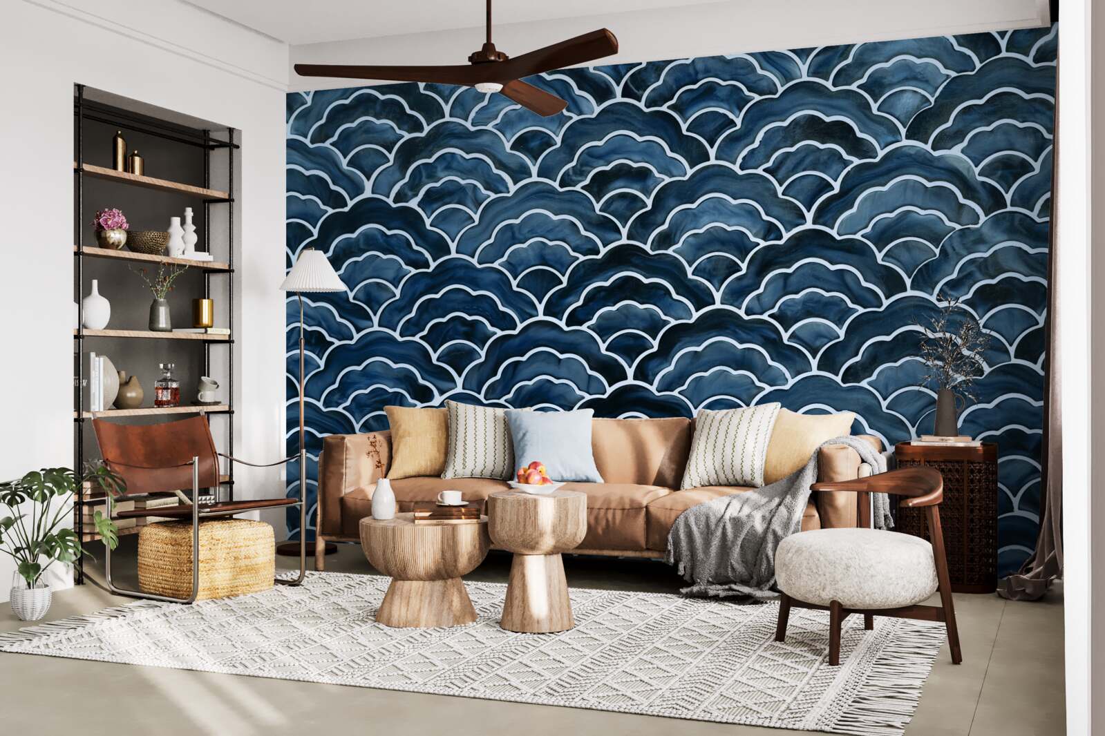 Fotobehang de golven van de nachtzee vloeien soepel