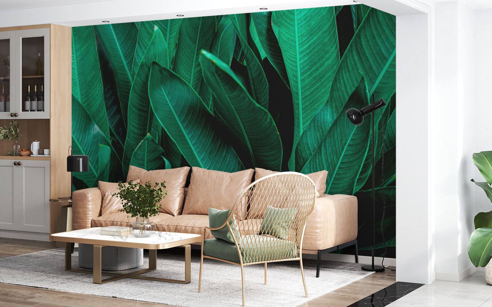 Fotobehang varen met een lichte smaragdgroene tint