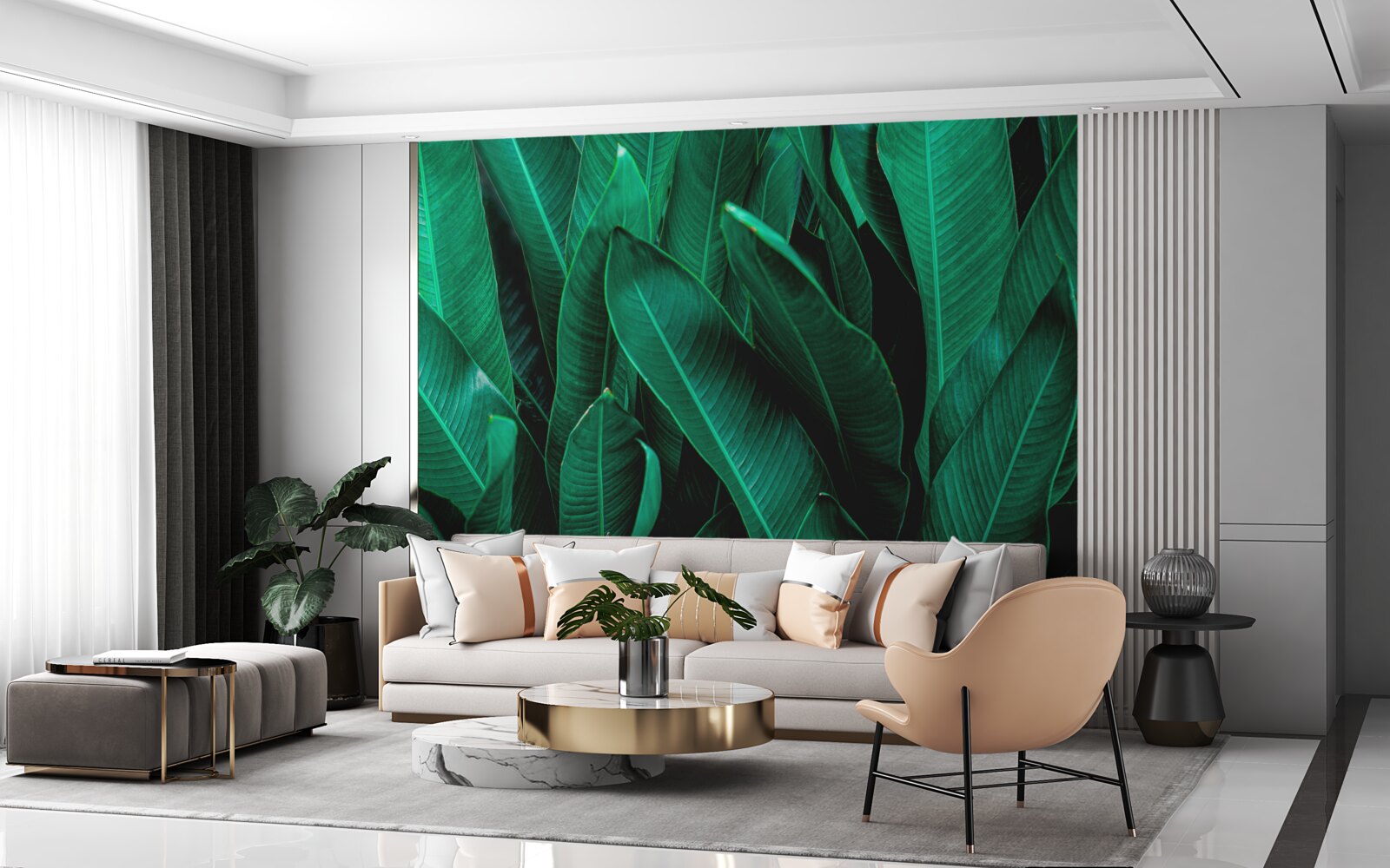 Fotobehang varen met een lichte smaragdgroene tint