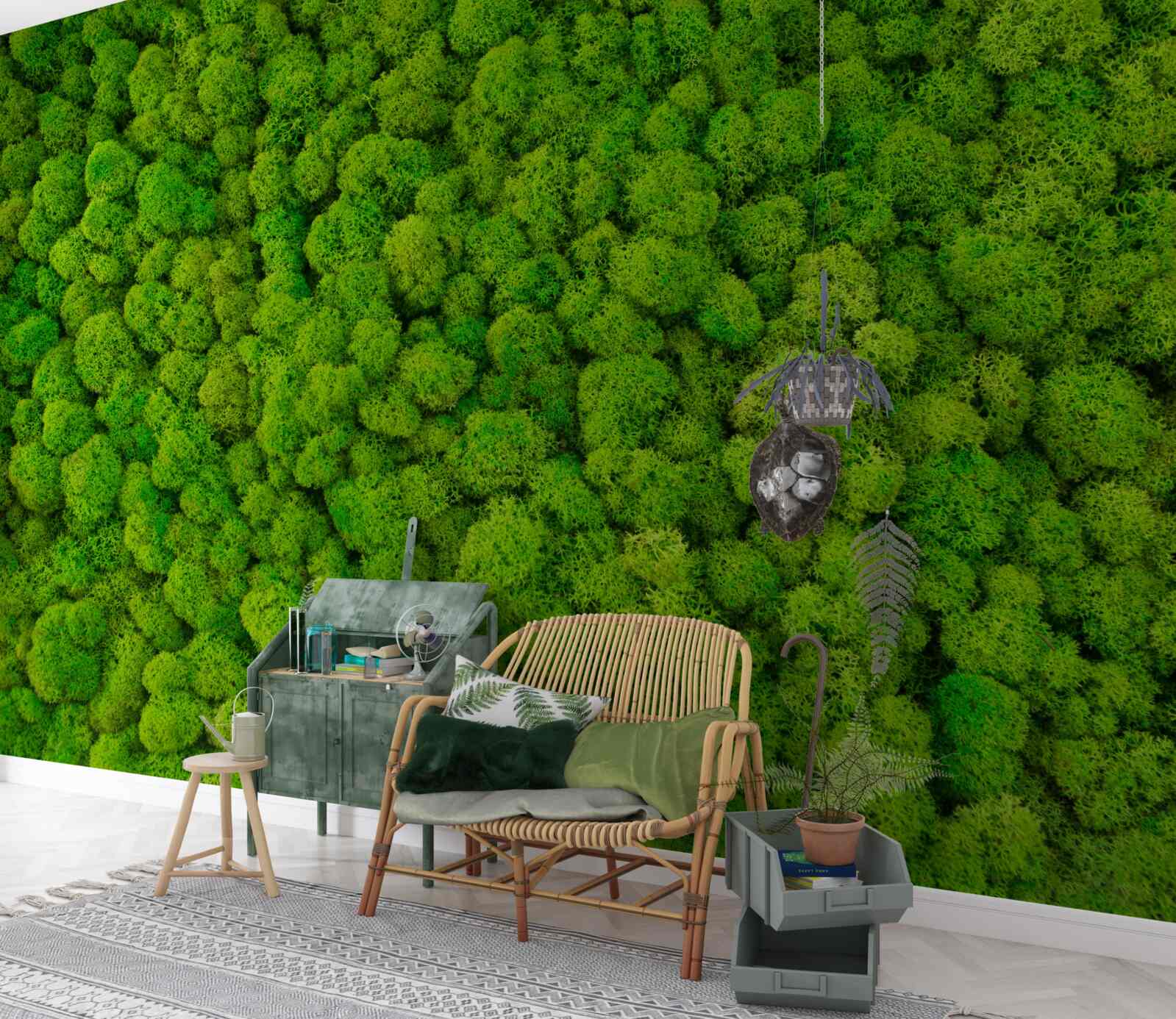 Fotobehang dichte toppen van groene woudreuzen