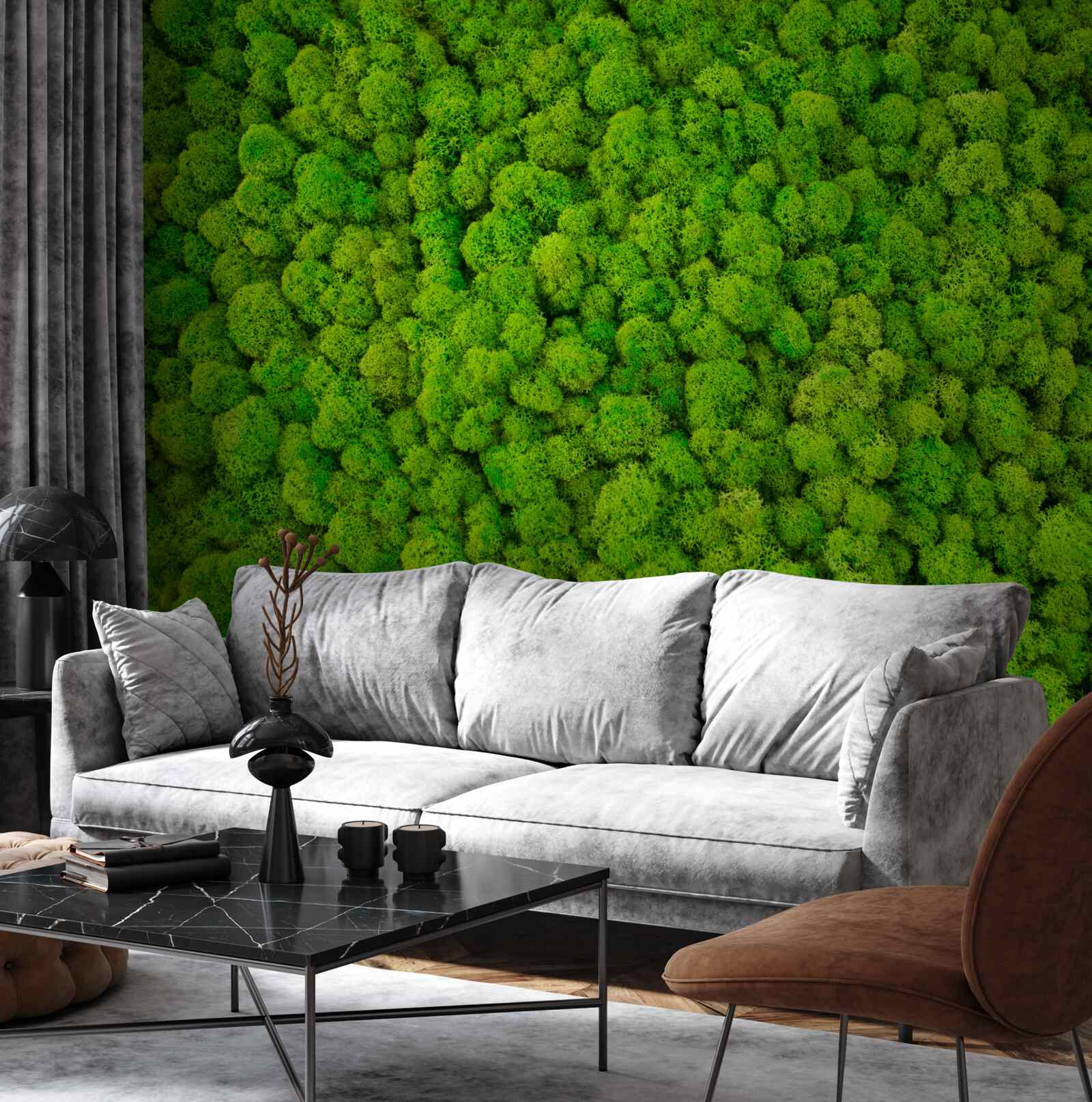 Fotobehang dichte toppen van groene woudreuzen