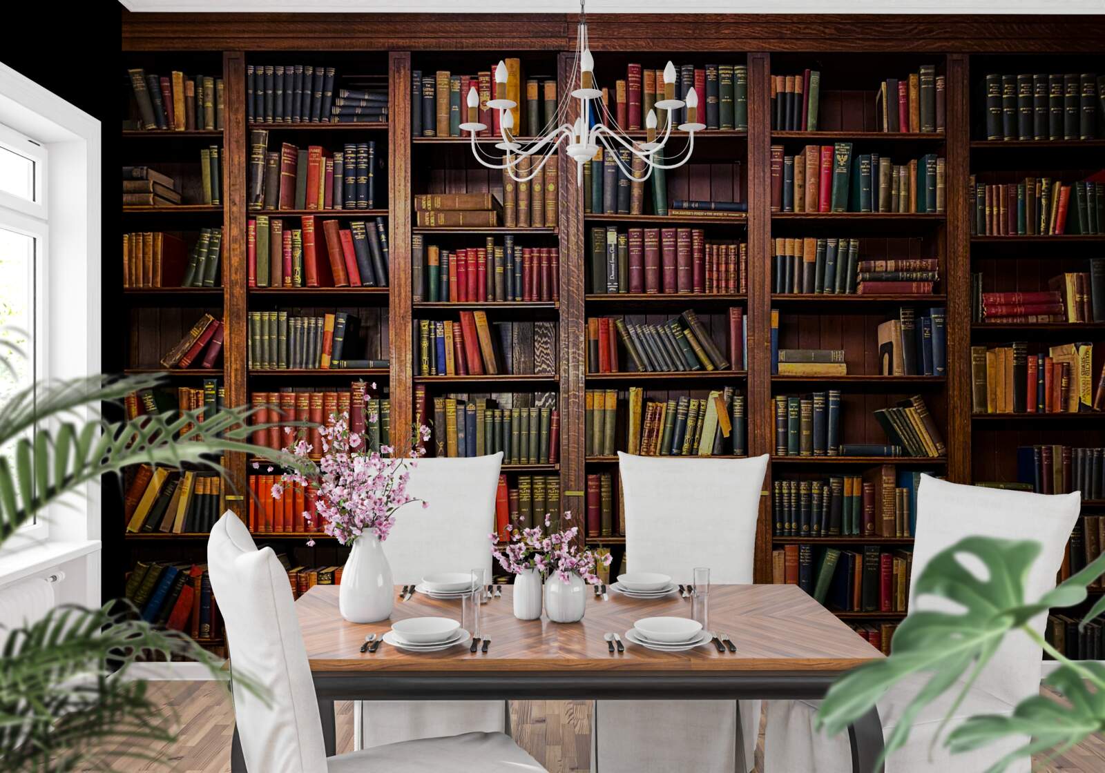 Fotobehang uitgebreide bibliotheek met boeken