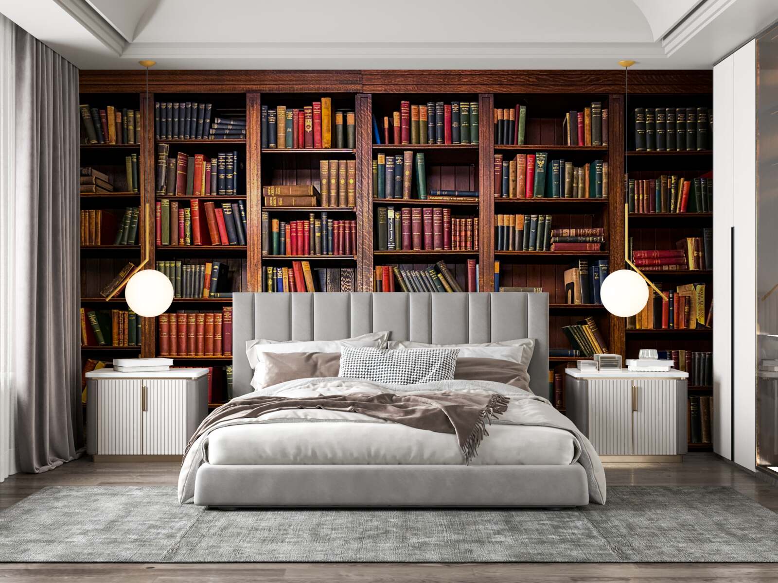 Fotobehang uitgebreide bibliotheek met boeken